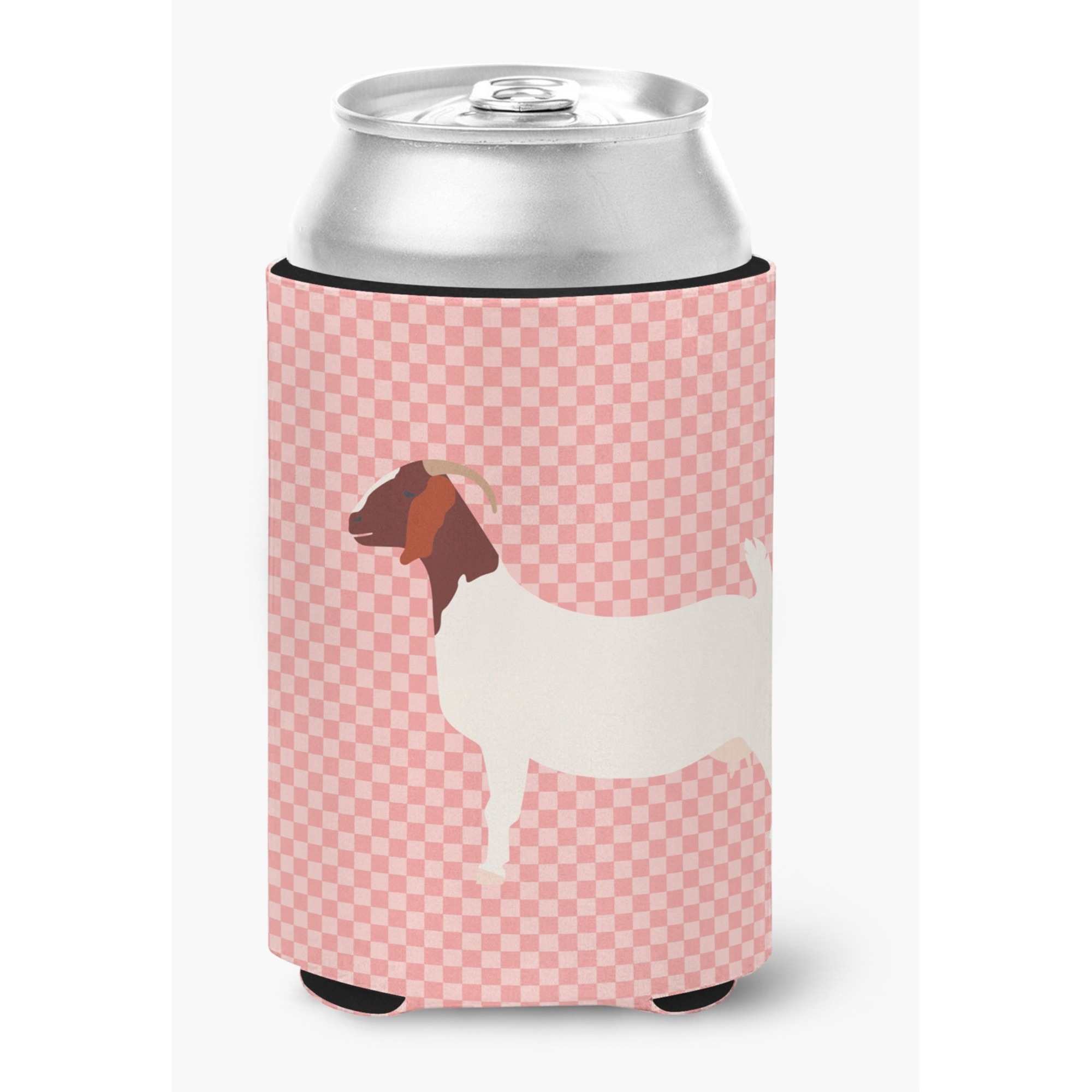 &quotCaroline's Treasures Boer Goat Pink Check Decorative Can Hugger, Multicolor"