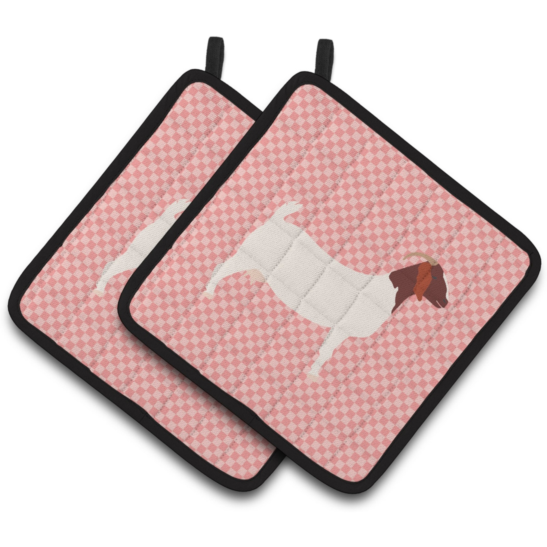&quotCaroline's Treasures Boer Goat Pink Check Decorated Pot Holder, 7.5"" x 7.5"""