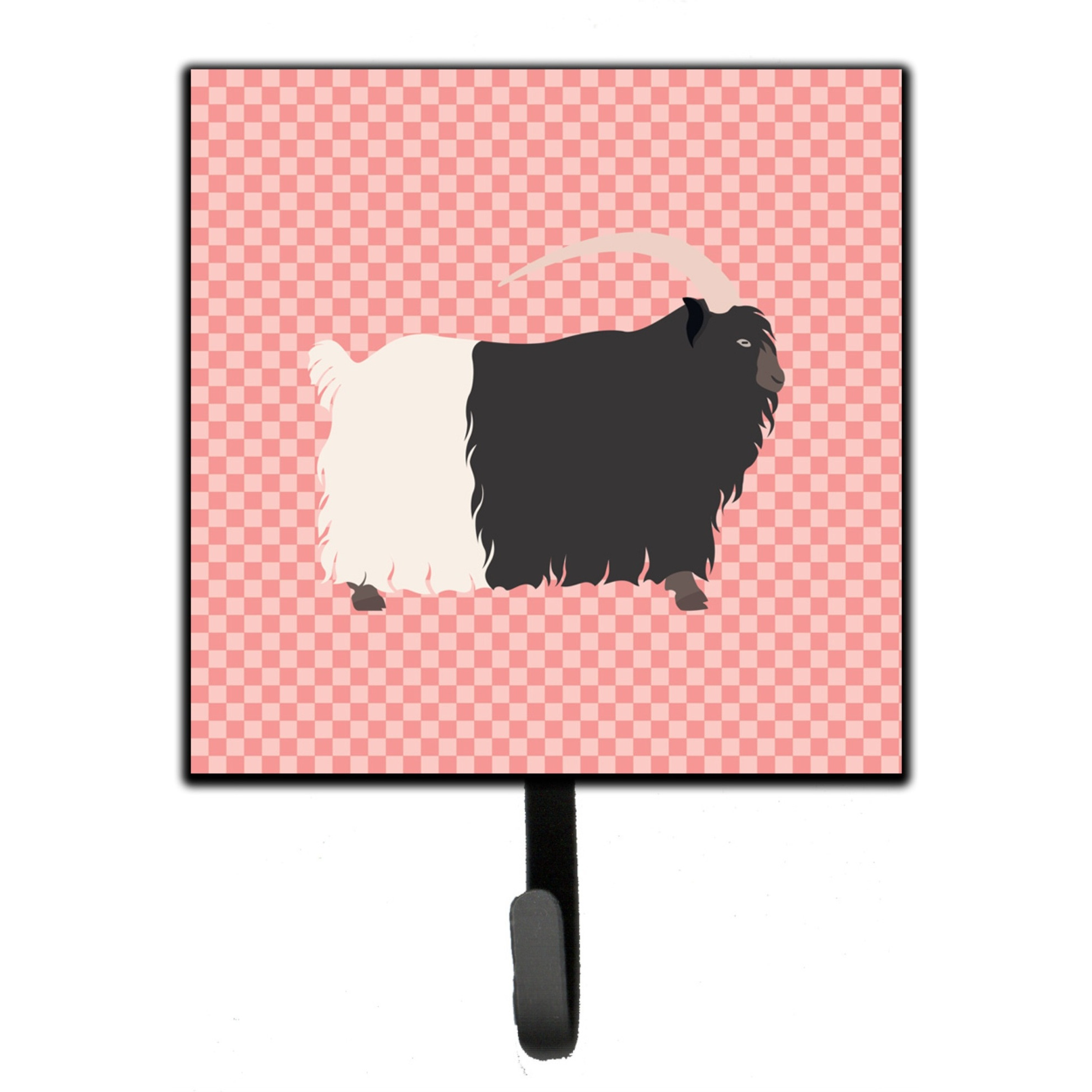 &quotCaroline's Treasures Welsh Black-Necked Goat Pink Check Wall Hook, Small, Multicolor"