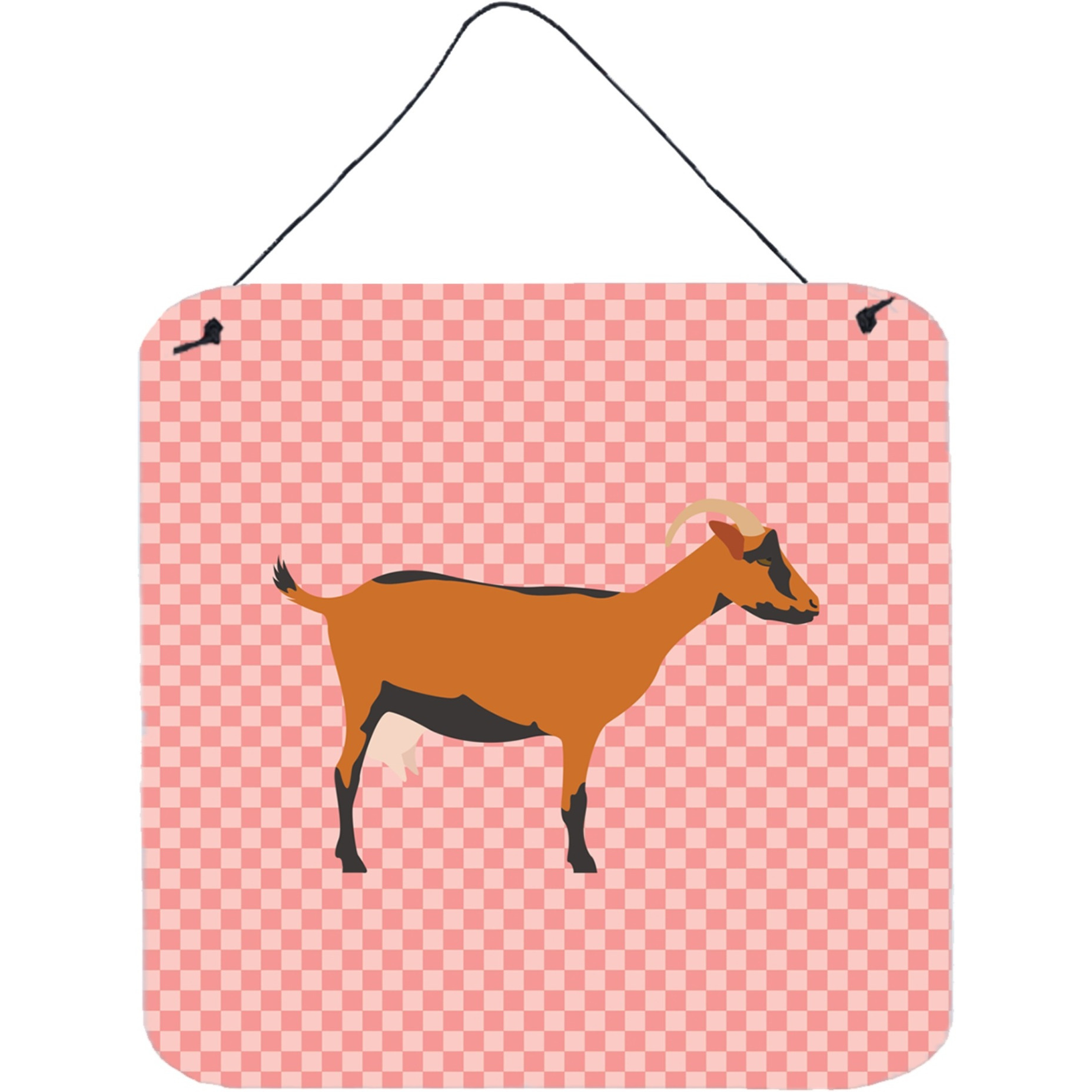 &quotCaroline's Treasures Pink Oberhasli Goat Check Metal Print, 6hx6w"