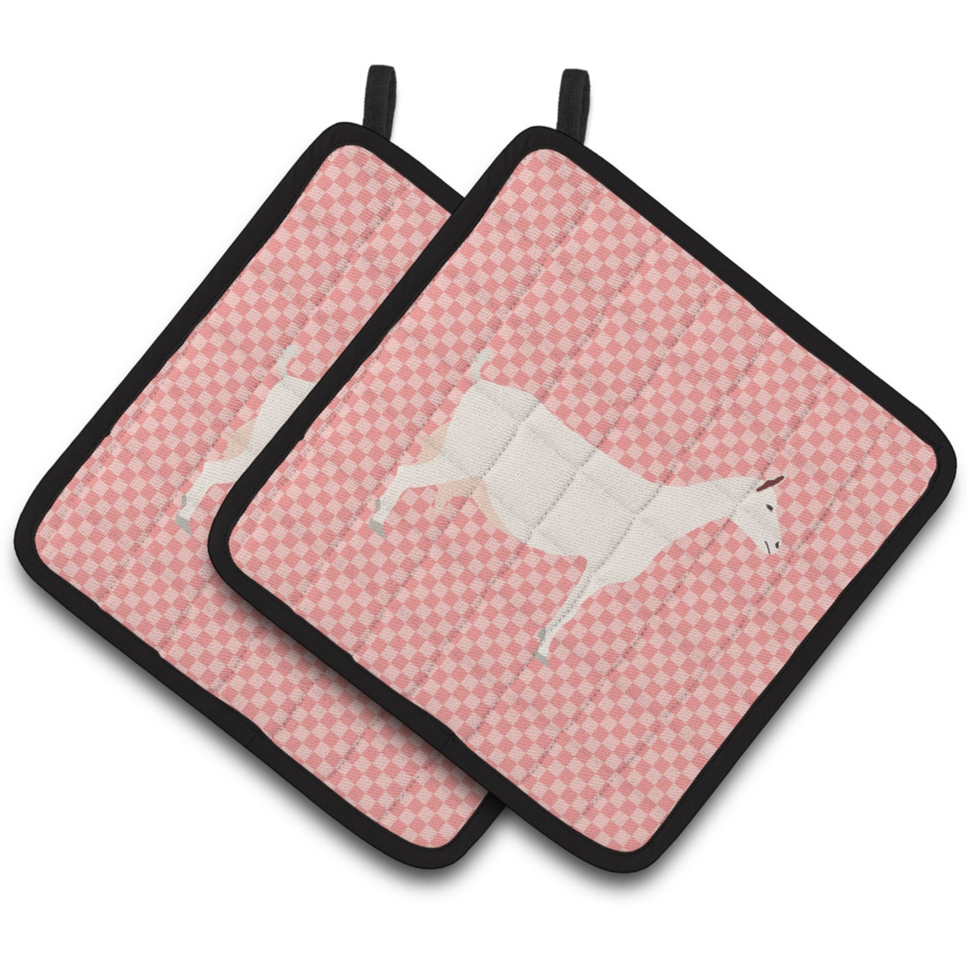 &quotCaroline's Treasures Saanen Goat Pink Check Decorated Pot Holder, 7.5"" x 7.5"""