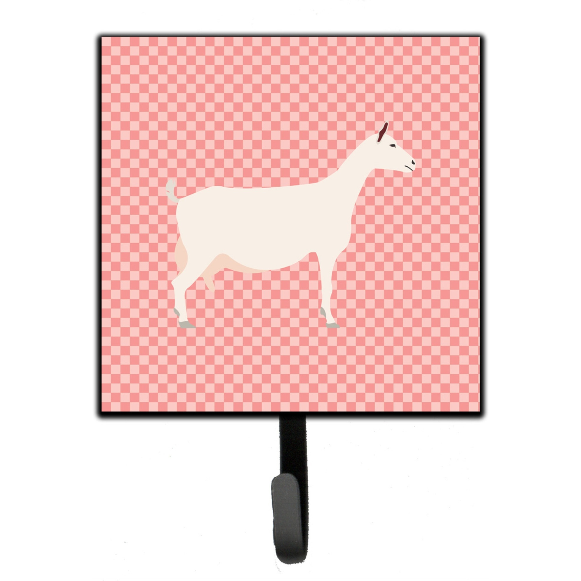 &quotCaroline's Treasures Saanen Goat Pink Check Wall Hook, Small, Multicolor"