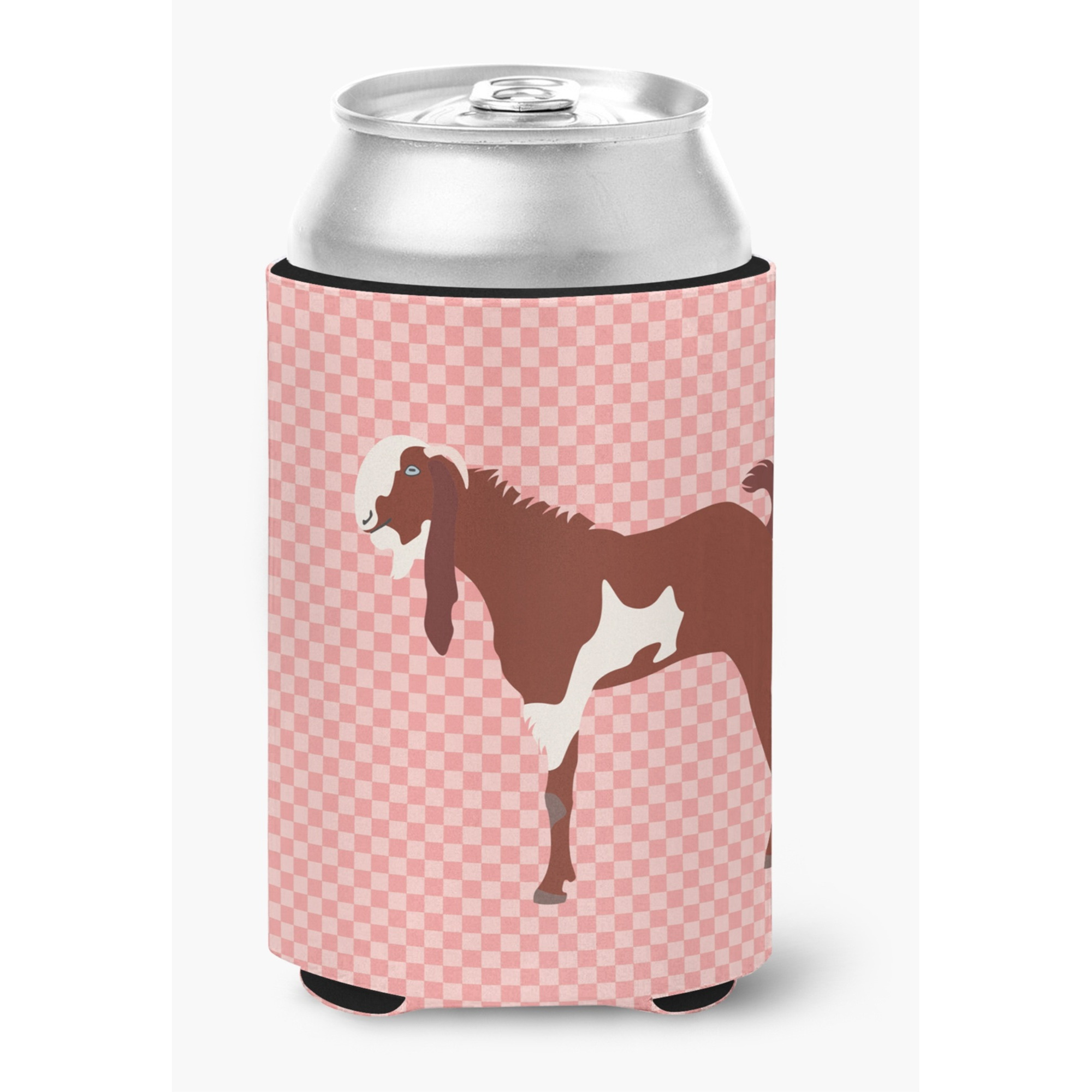 &quotCaroline's Treasures Jamnapari Goat Pink Check Decorative Can Hugger, Multicolor"