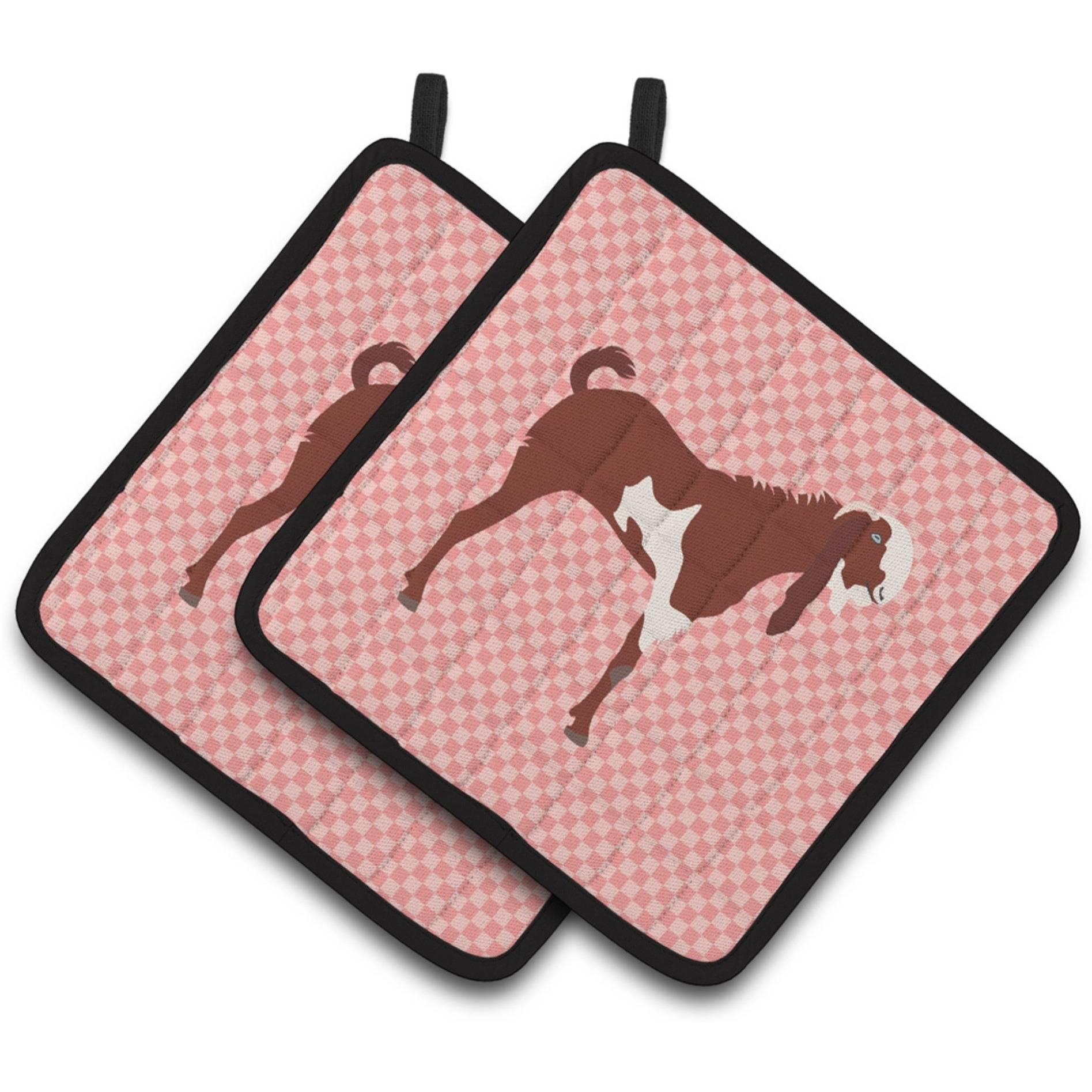 &quotCaroline's Treasures Jamnapari Goat Pink Check Decorated Pot Holder, 7.5"" x 7.5"""