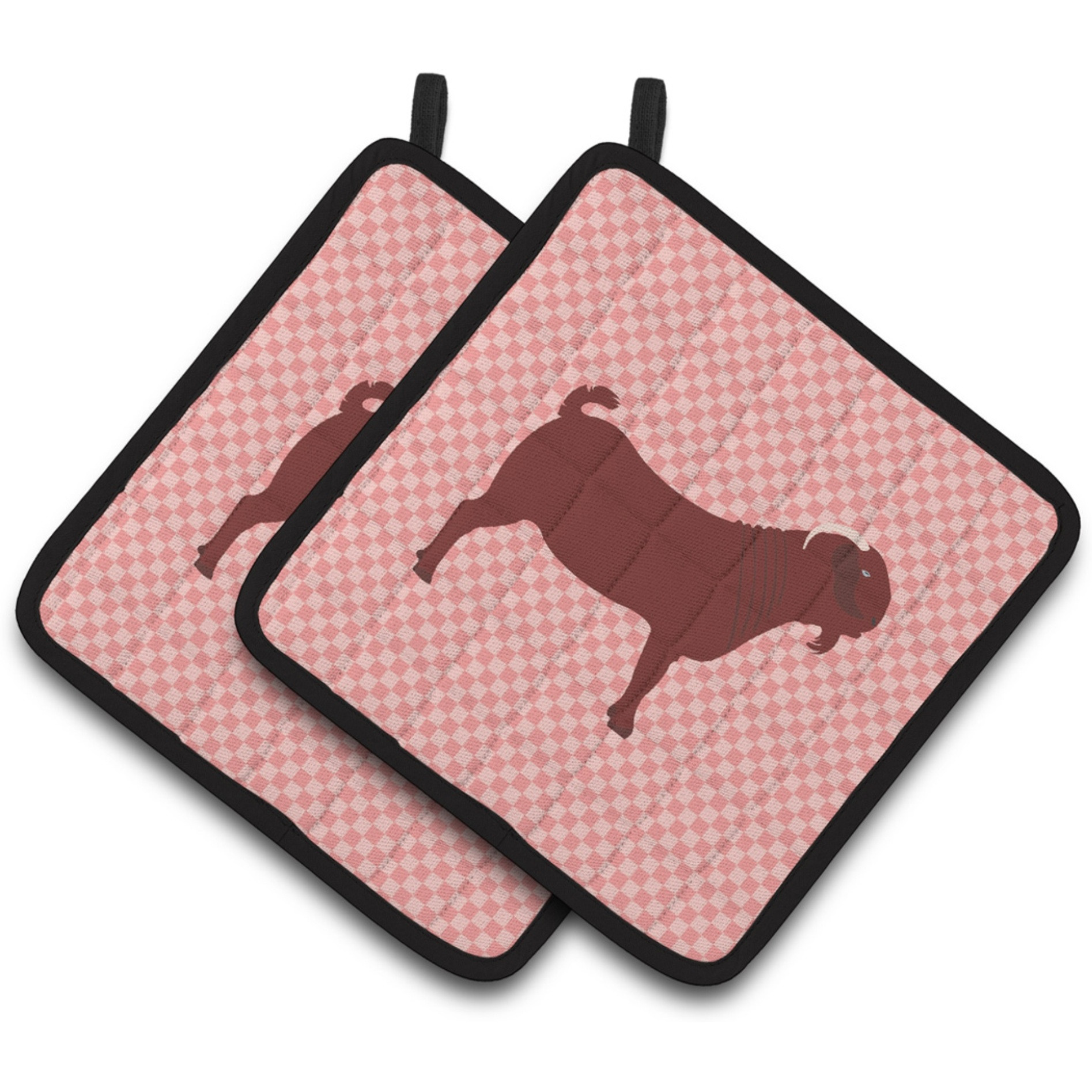 &quotCaroline's Treasures Kalahari Red Goat Pink Check Decorated Pot Holder, 7.5"" x 7.5"""