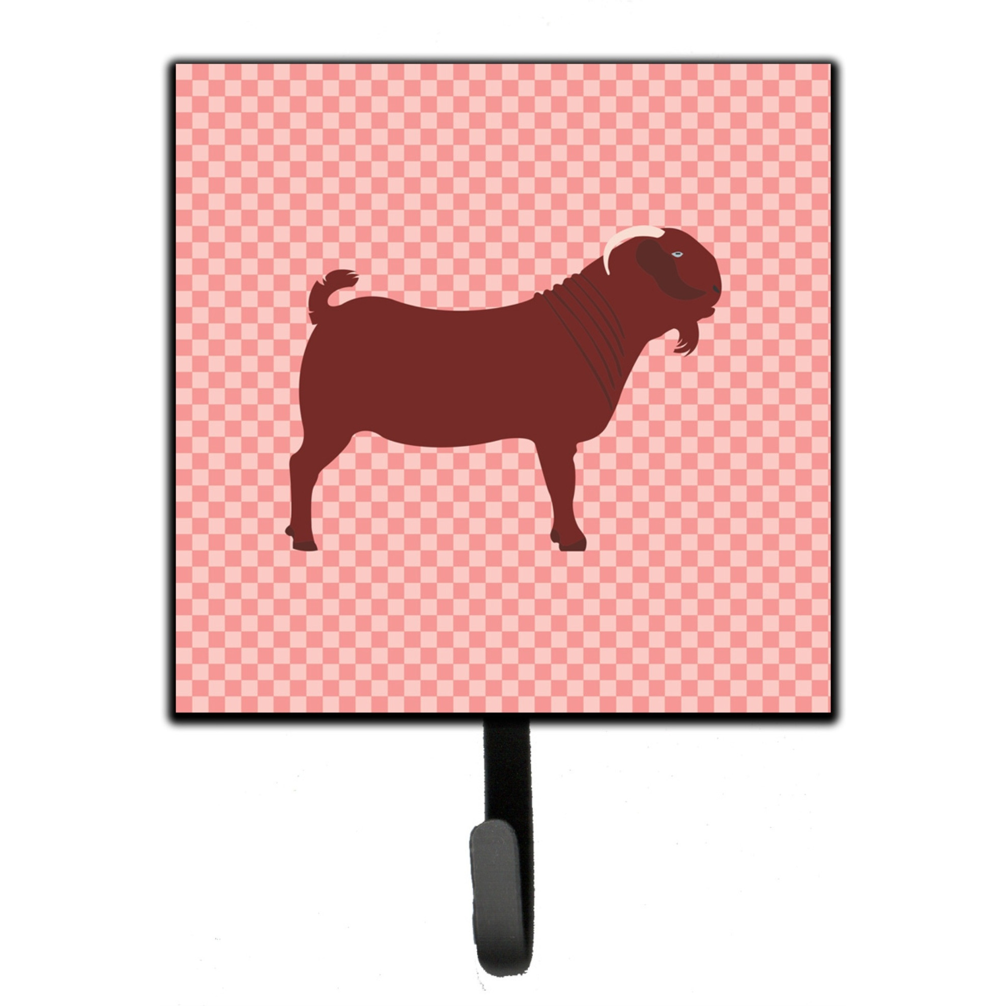 &quotCaroline's Treasures Kalahari Red Goat Pink Check Wall Hook, Small, Multicolor"