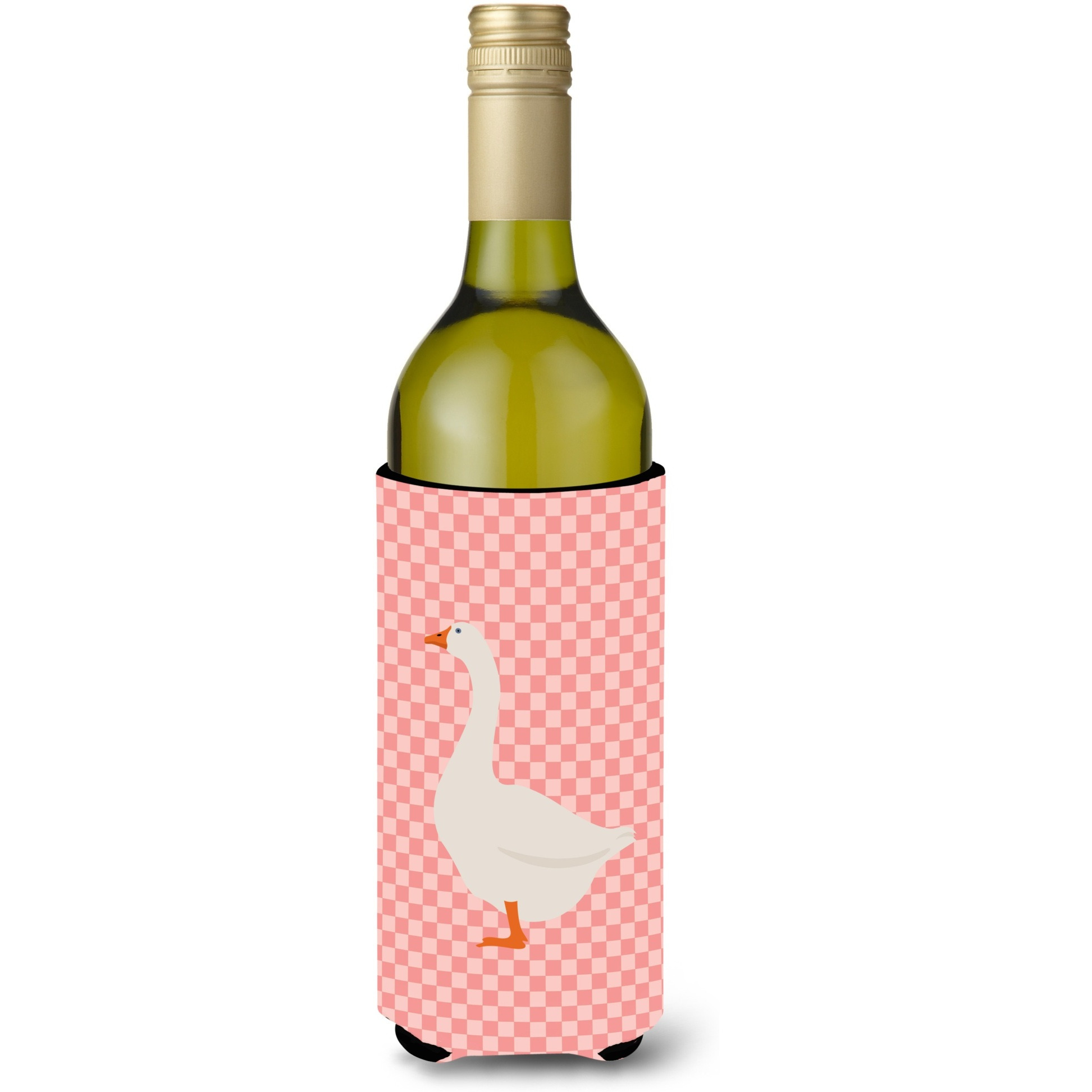 &quotCaroline's Treasures Embden Goose Pink Check Decorative Bottle Hugger, 750 ml, Multicolor"