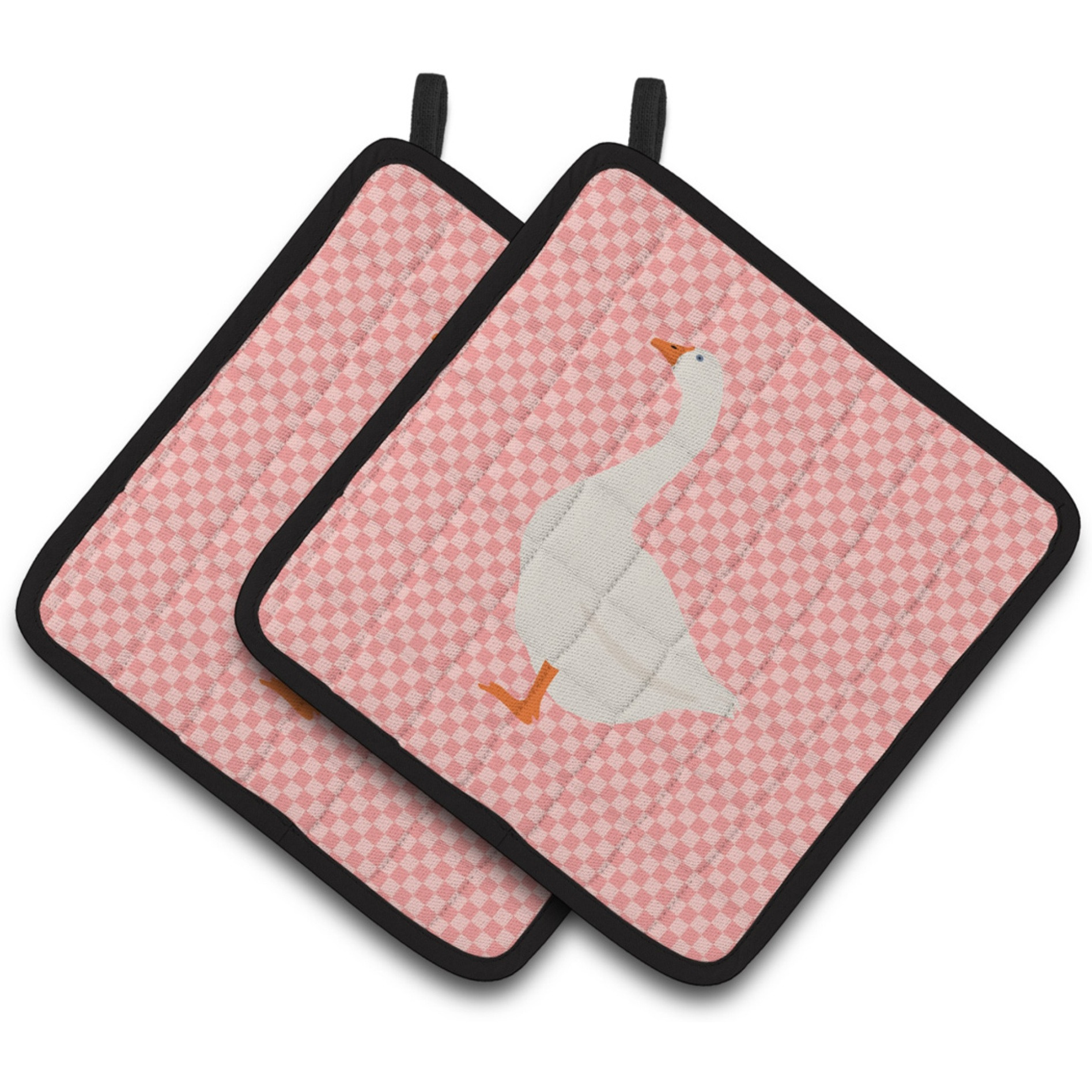 &quotCaroline's Treasures Embden Goose Pink Check Decorated Pot Holder, 7.5"" x 7.5"""