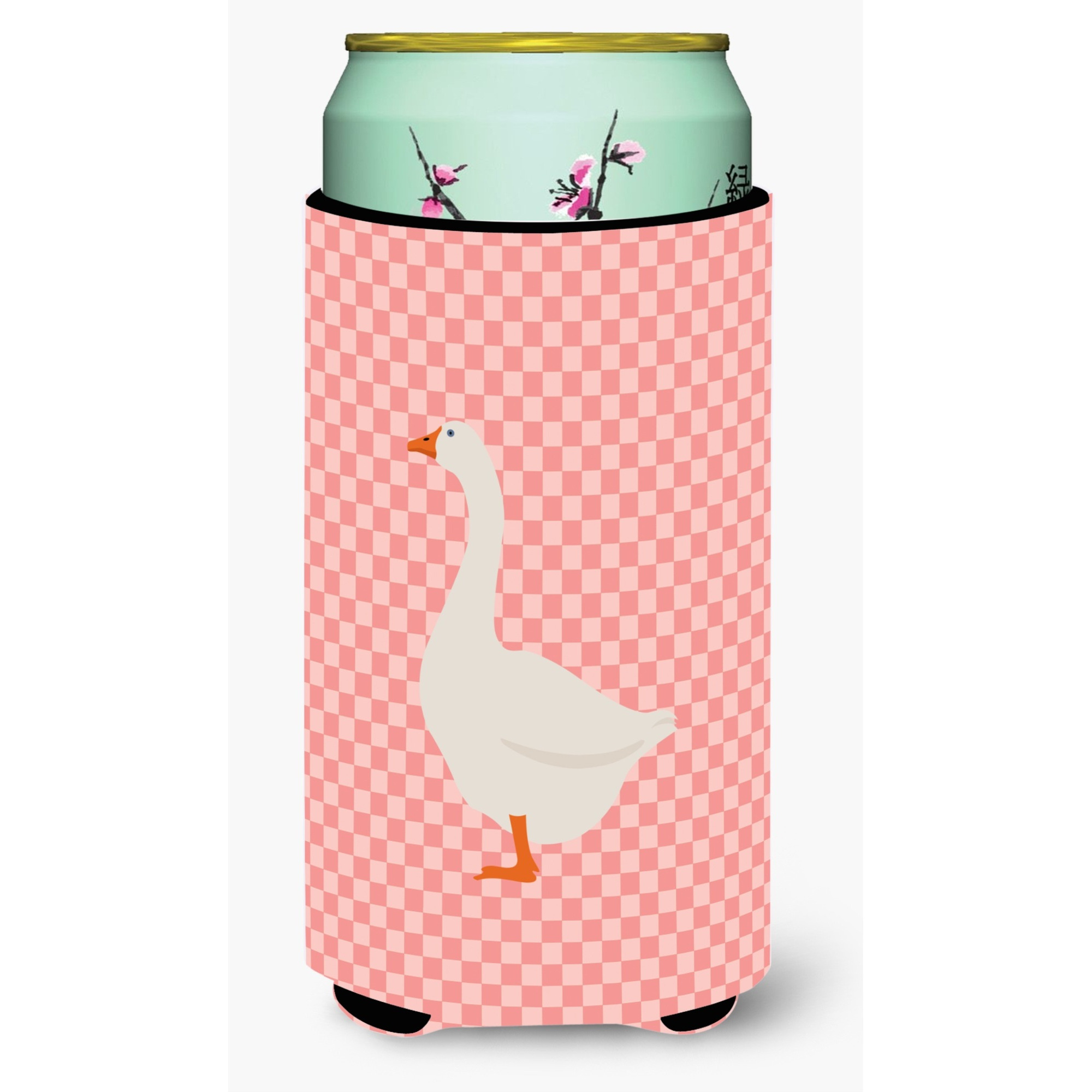 &quotCaroline's Treasures Embden Goose Pink Check Decorative Can Hugger, Tall Boy, Multicolor"