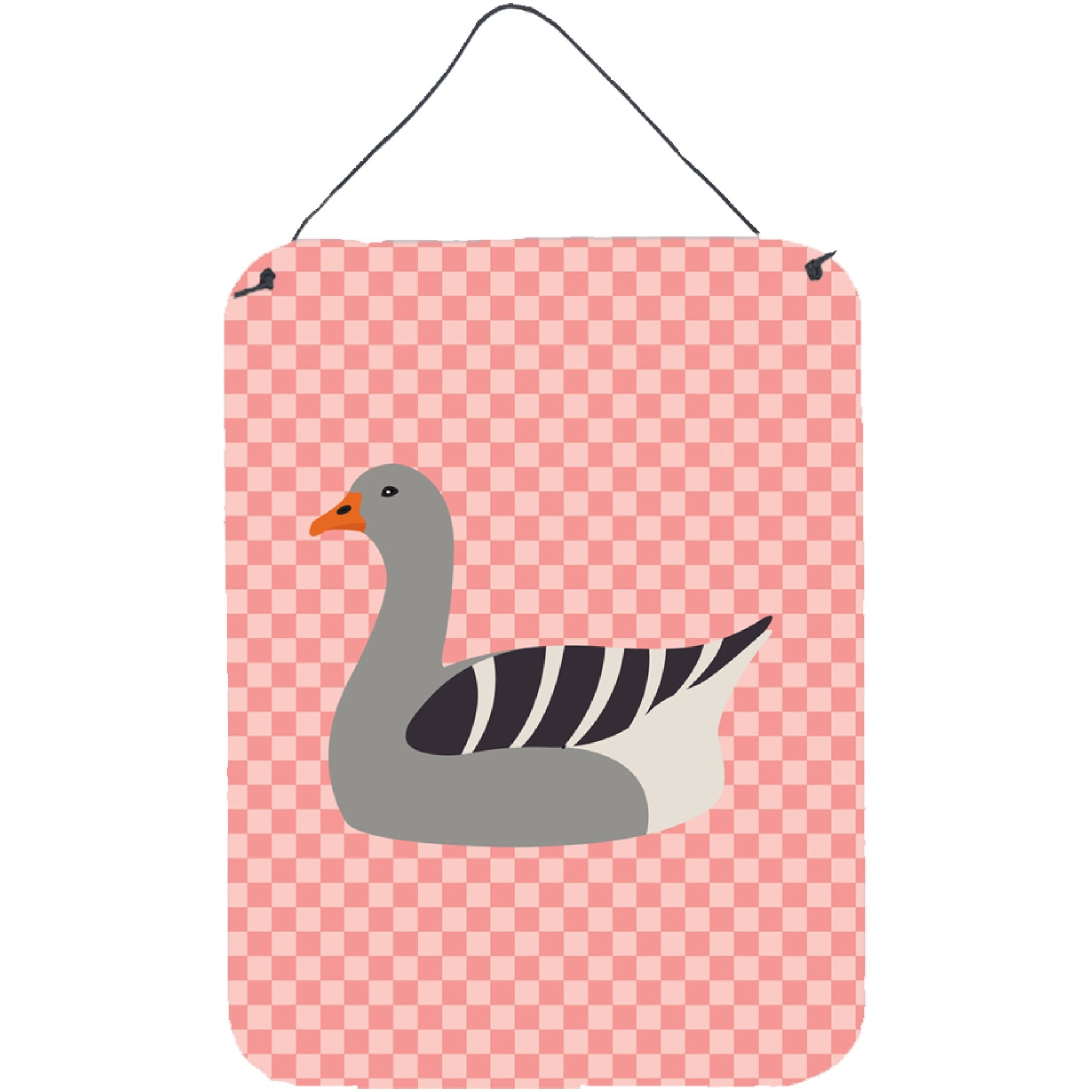 &quotCaroline's Treasures Pilgrim Goose Pink Check Metal Print, 16hx12w, Multicolor"