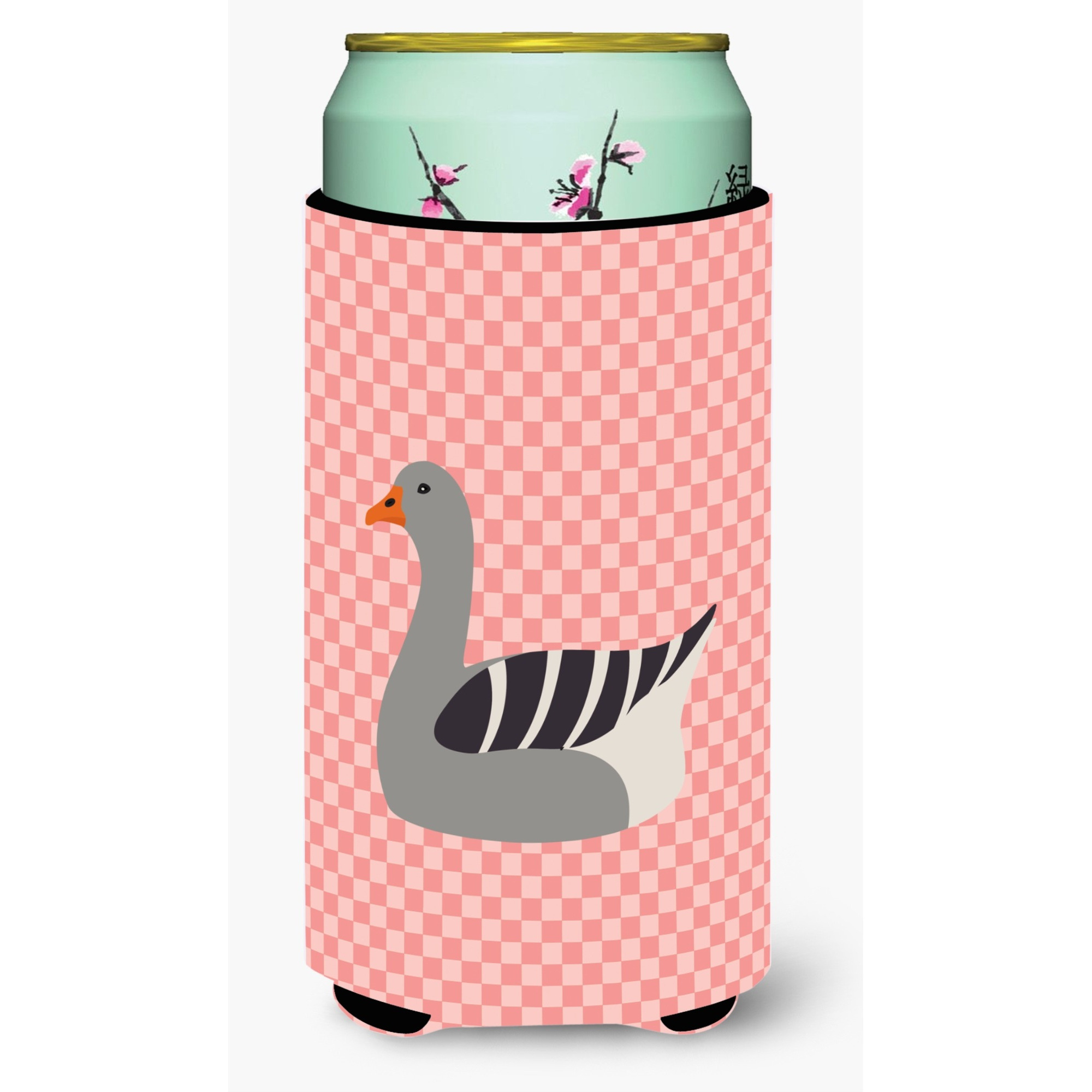 &quotCaroline's Treasures Pilgrim Goose Pink Check Decorative Can Hugger, Tall Boy, Multicolor"