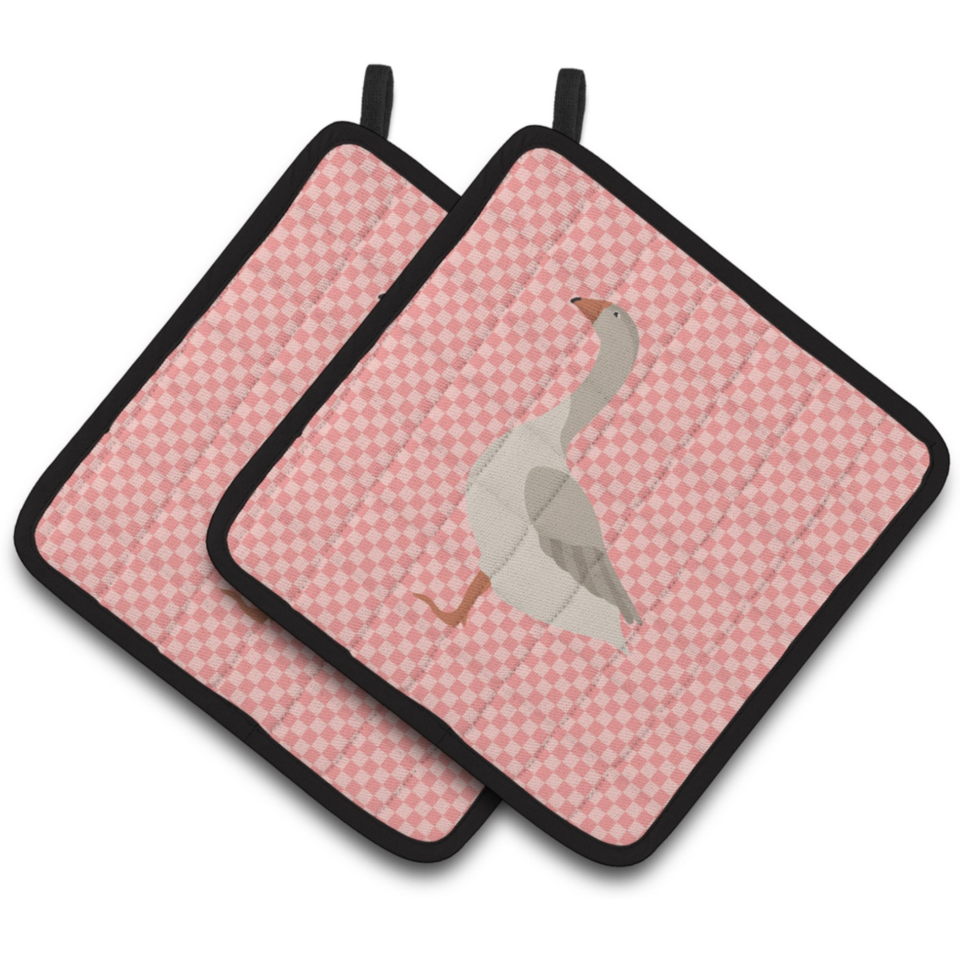 &quotCaroline's Treasures Steinbacher Goose Pink Check Decorated Pot Holder, 7.5"" x 7.5"""