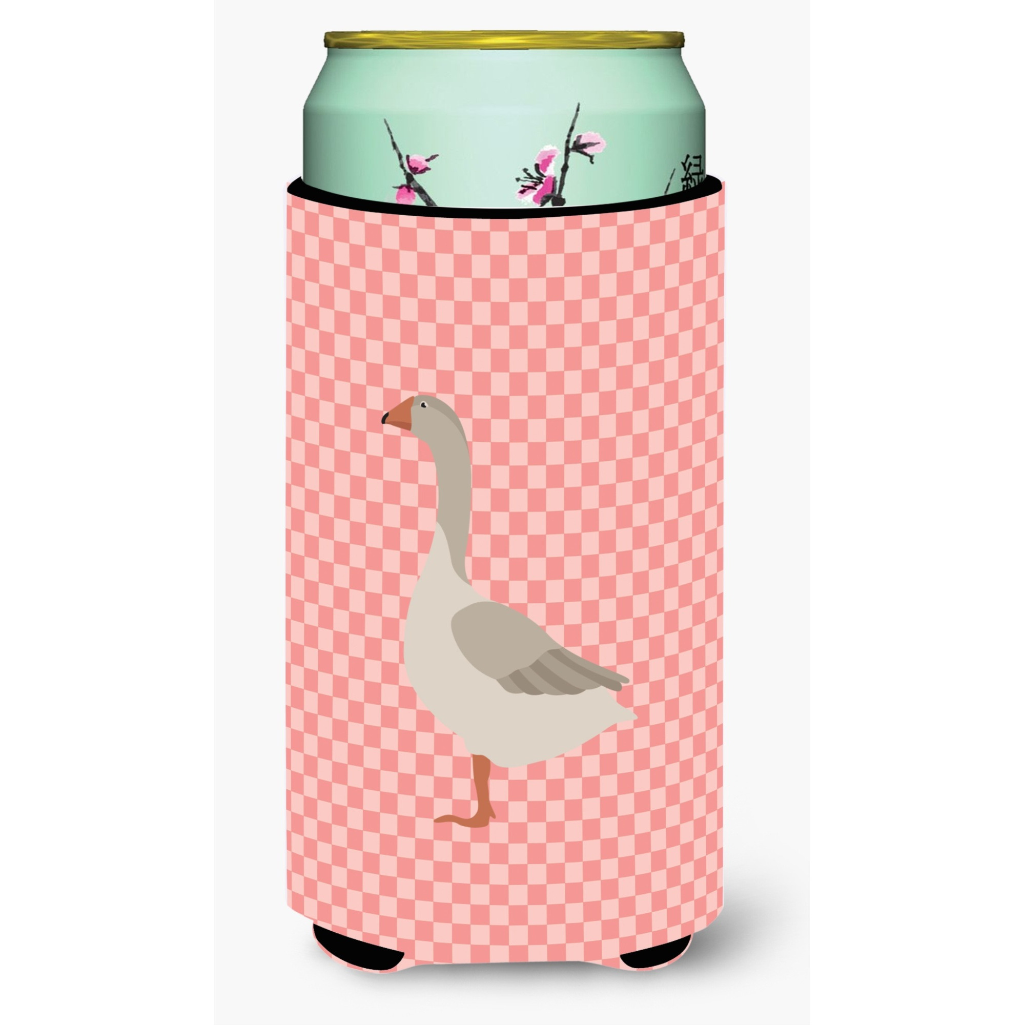 &quotCaroline's Treasures Steinbacher Goose Pink Check Decorative Can Hugger, Tall Boy, Multicolor"