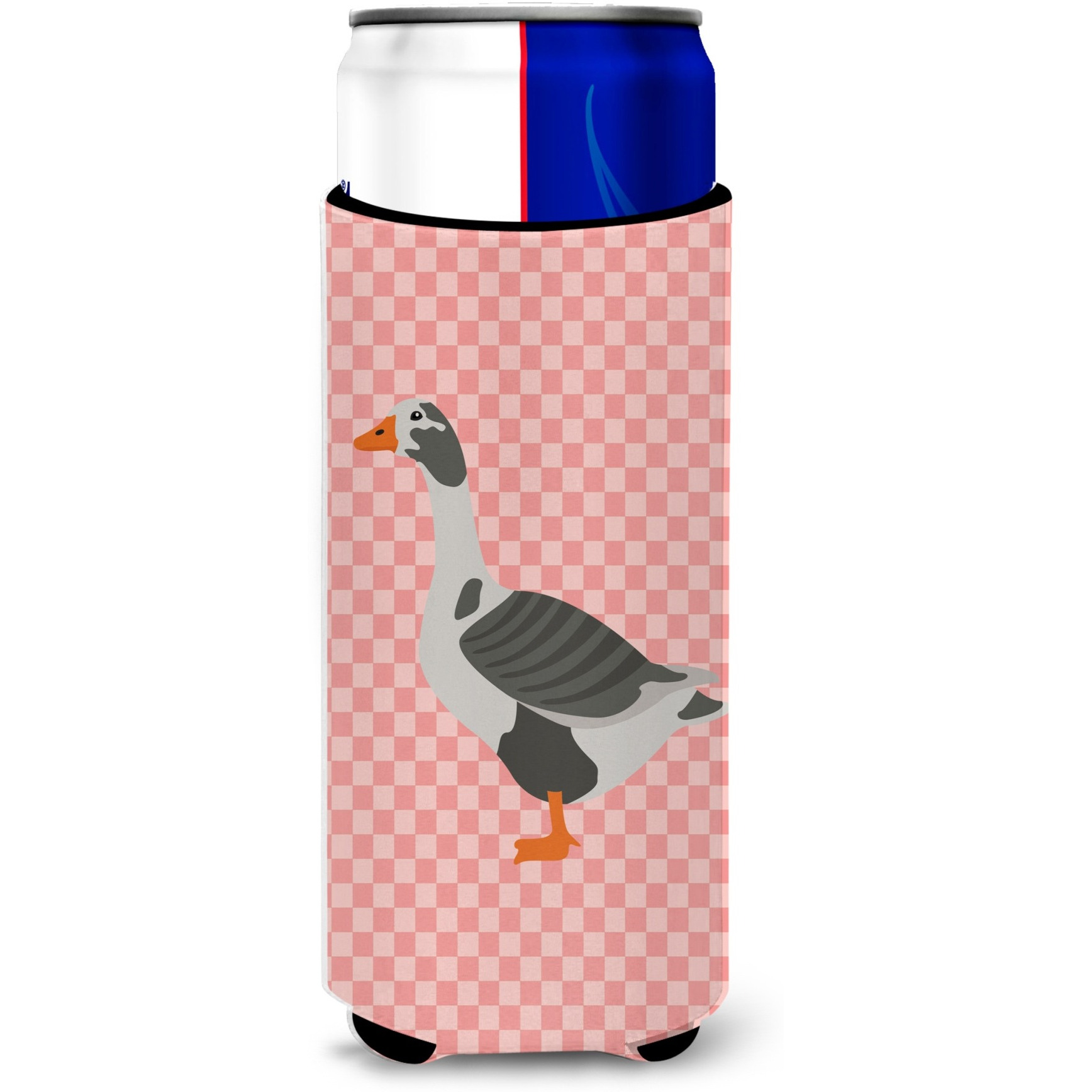 &quotCaroline's Treasures West of England Goose Pink Check Decorative Can Hugger, Slim, Multicolor"