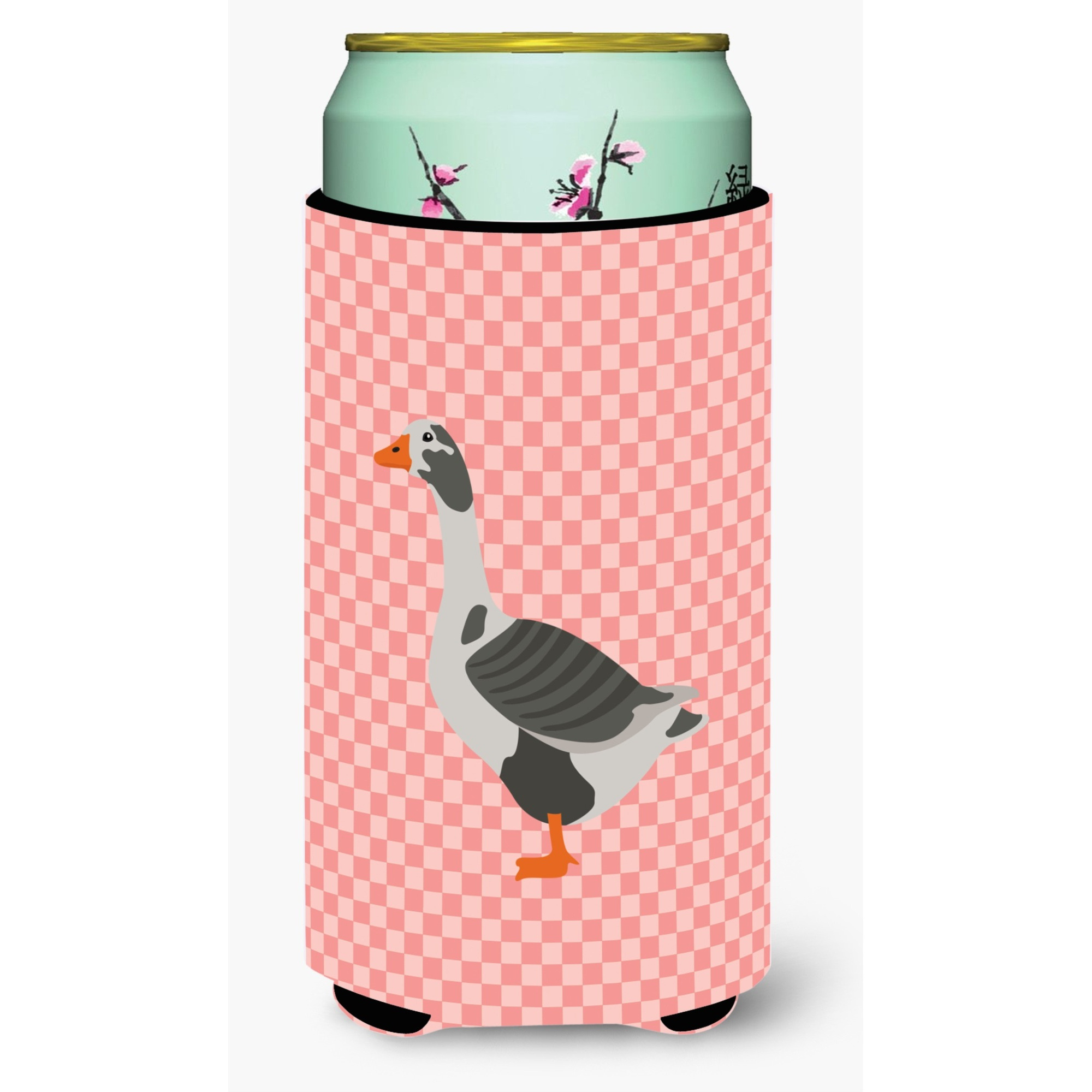 &quotCaroline's Treasures West of England Goose Pink Check Decorative Can Hugger, Tall Boy, Multicolor"