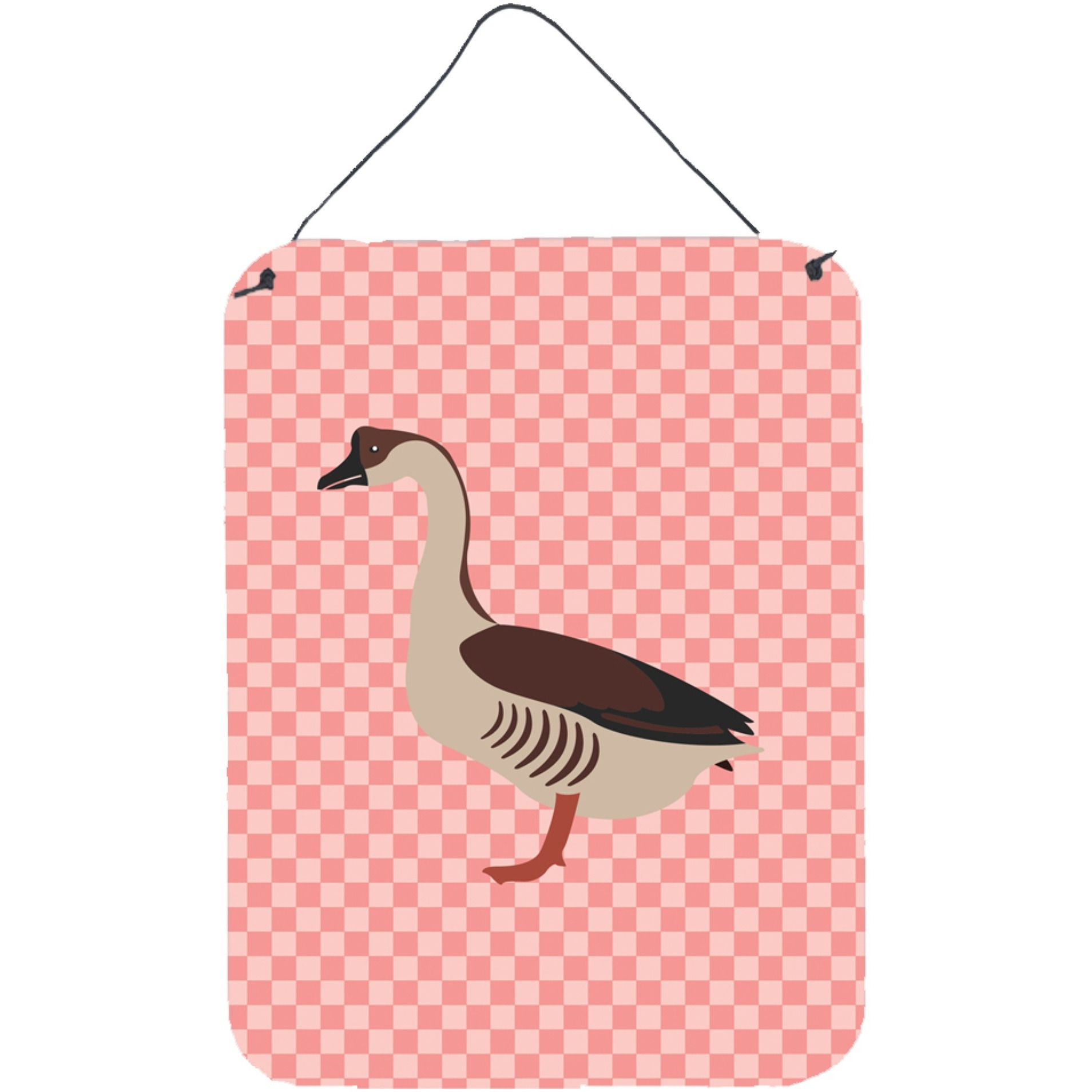 &quotCaroline's Treasures Chinese Goose Pink Check Metal Print, 16hx12w, Multicolor"