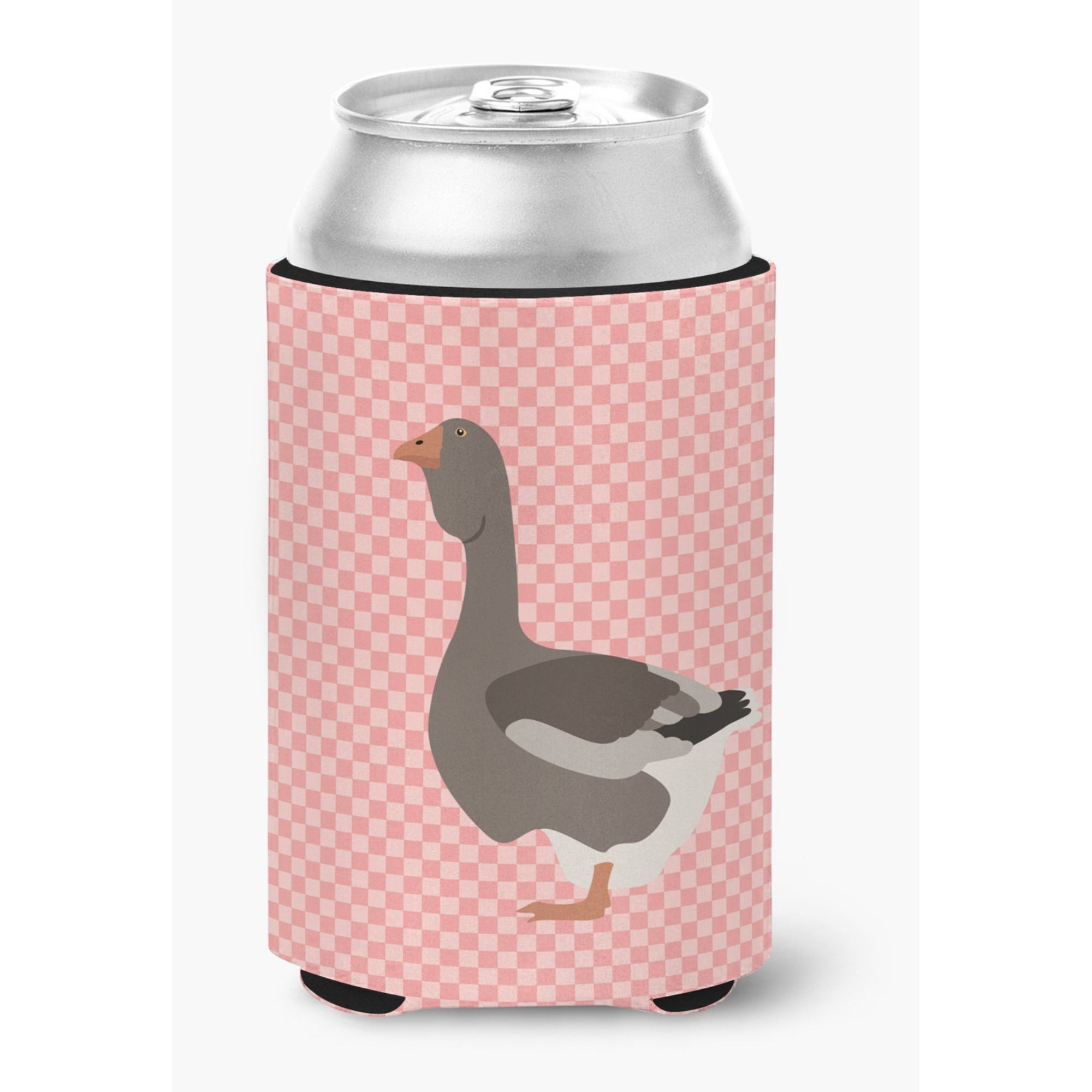 &quotCaroline's Treasures Toulouse Goose Pink Check Decorative Can Hugger, Multicolor"