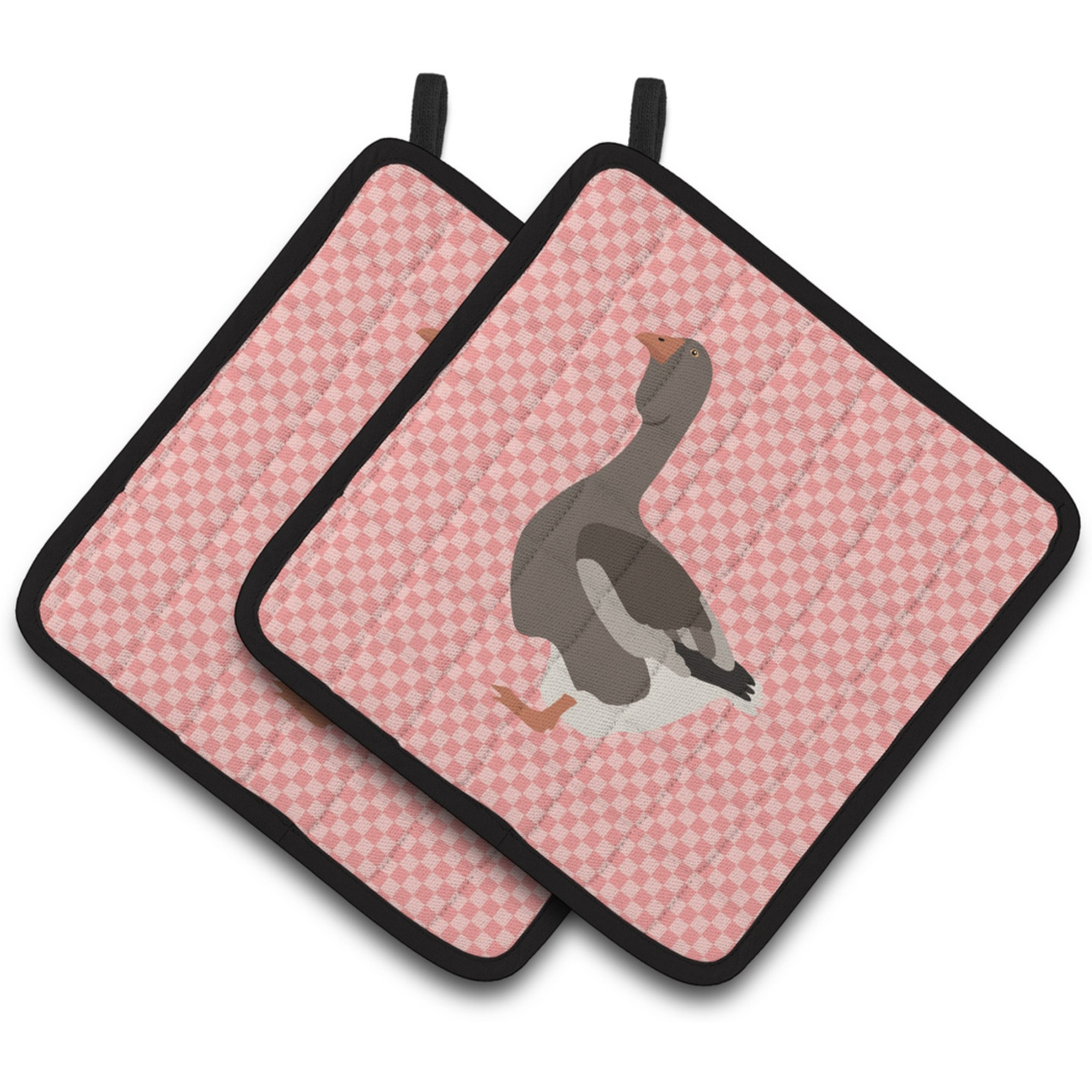 &quotCaroline's Treasures Toulouse Goose Pink Check Decorated Pot Holder, 7.5"" x 7.5"""
