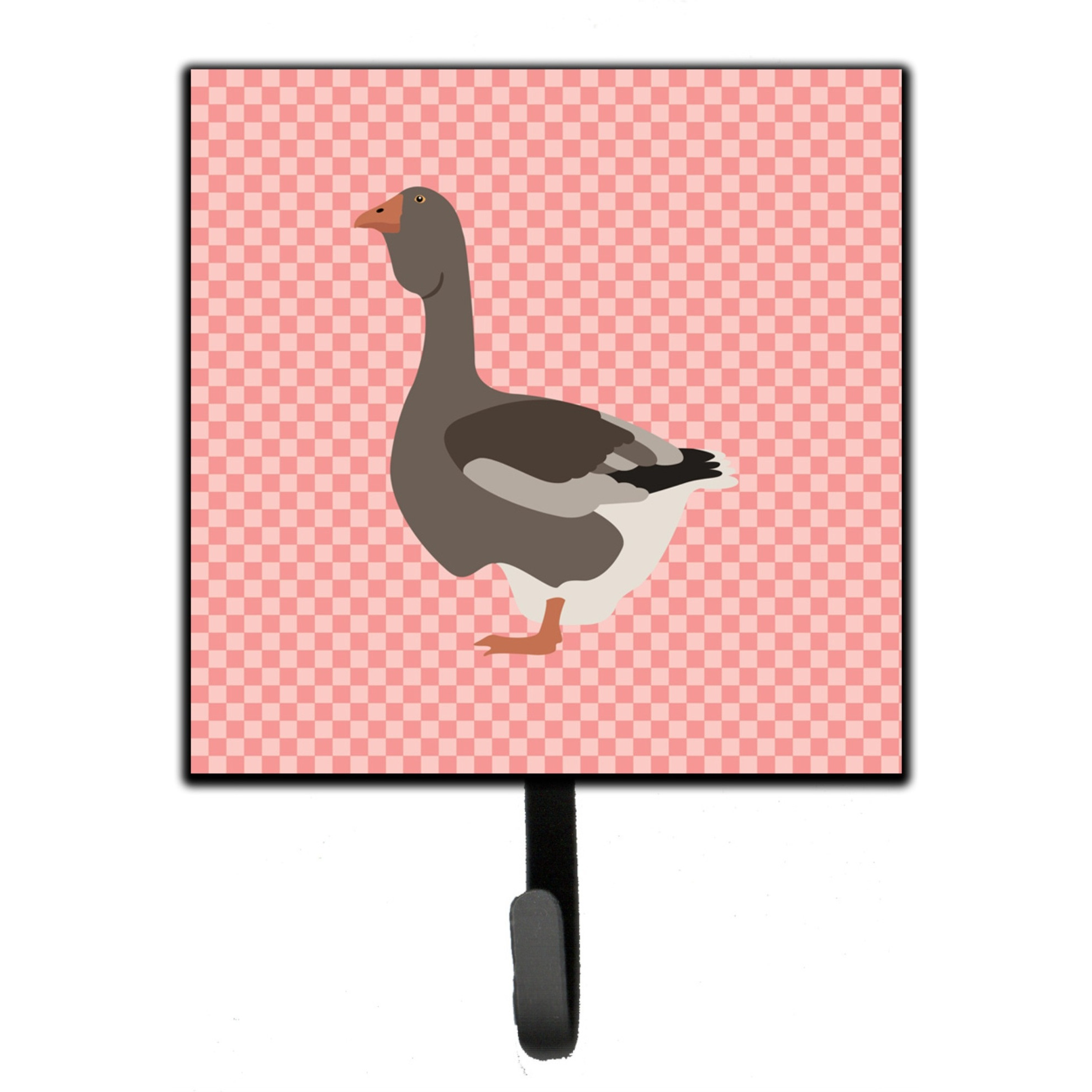 &quotCaroline's Treasures Toulouse Goose Pink Check Wall Hook, Small, Multicolor"