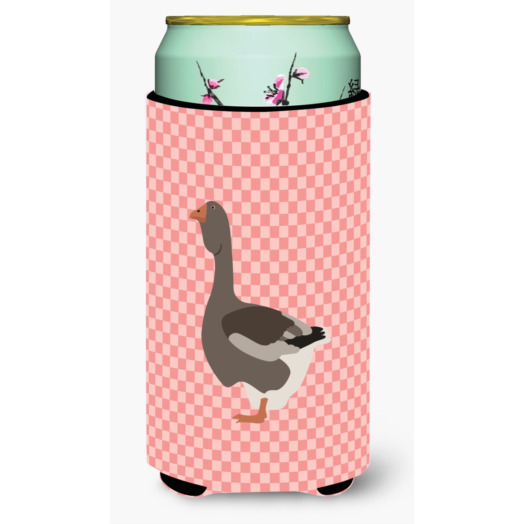 &quotCaroline's Treasures Toulouse Goose Pink Check Decorative Can Hugger, Tall Boy, Multicolor"