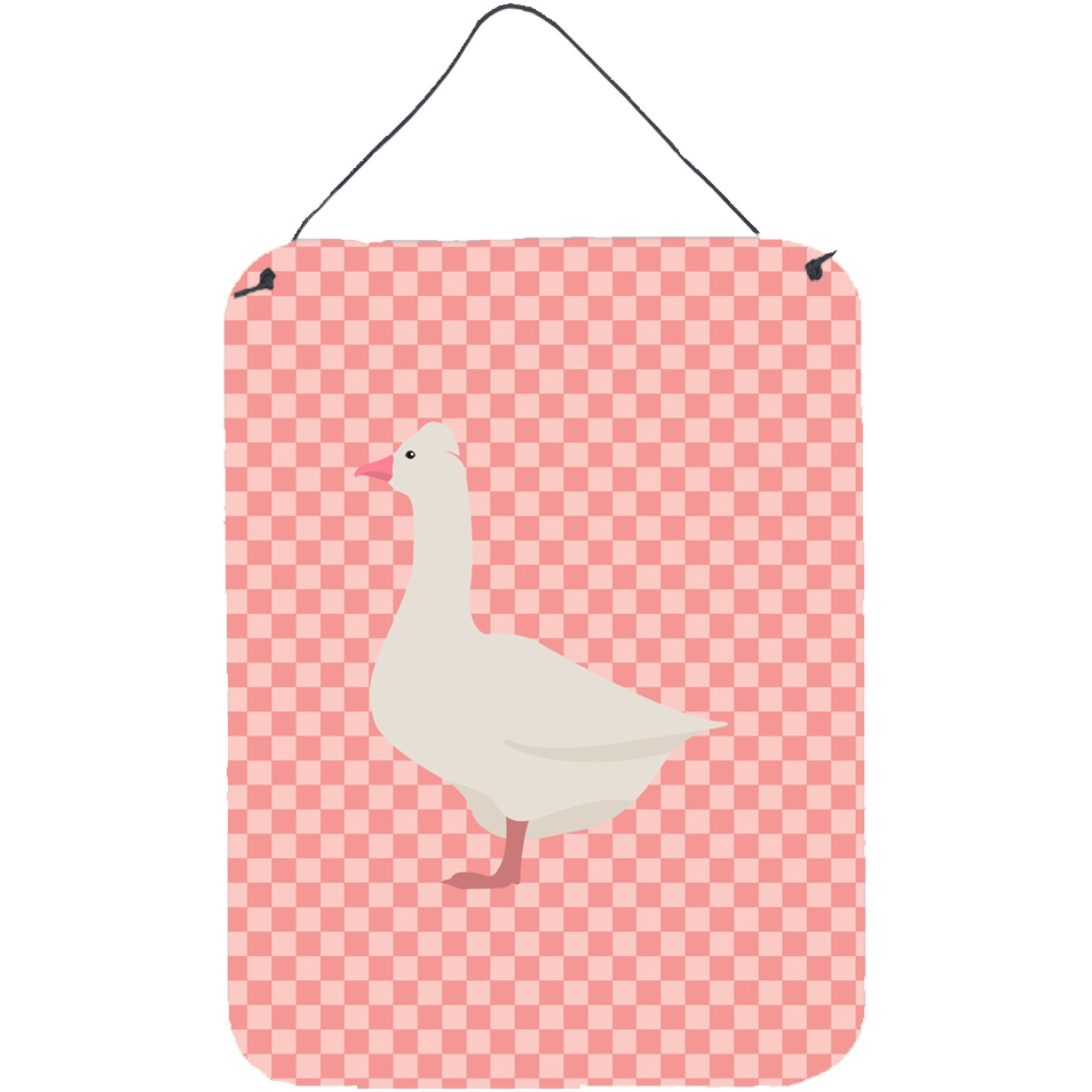 &quotCaroline's Treasures Roman Goose Pink Check Metal Print, 16hx12w, Multicolor"