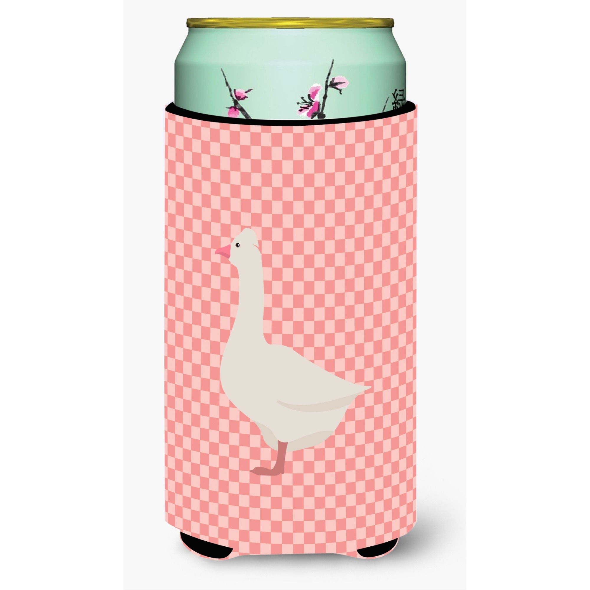 &quotCaroline's Treasures Roman Goose Pink Check Decorative Can Hugger, Tall Boy, Multicolor"