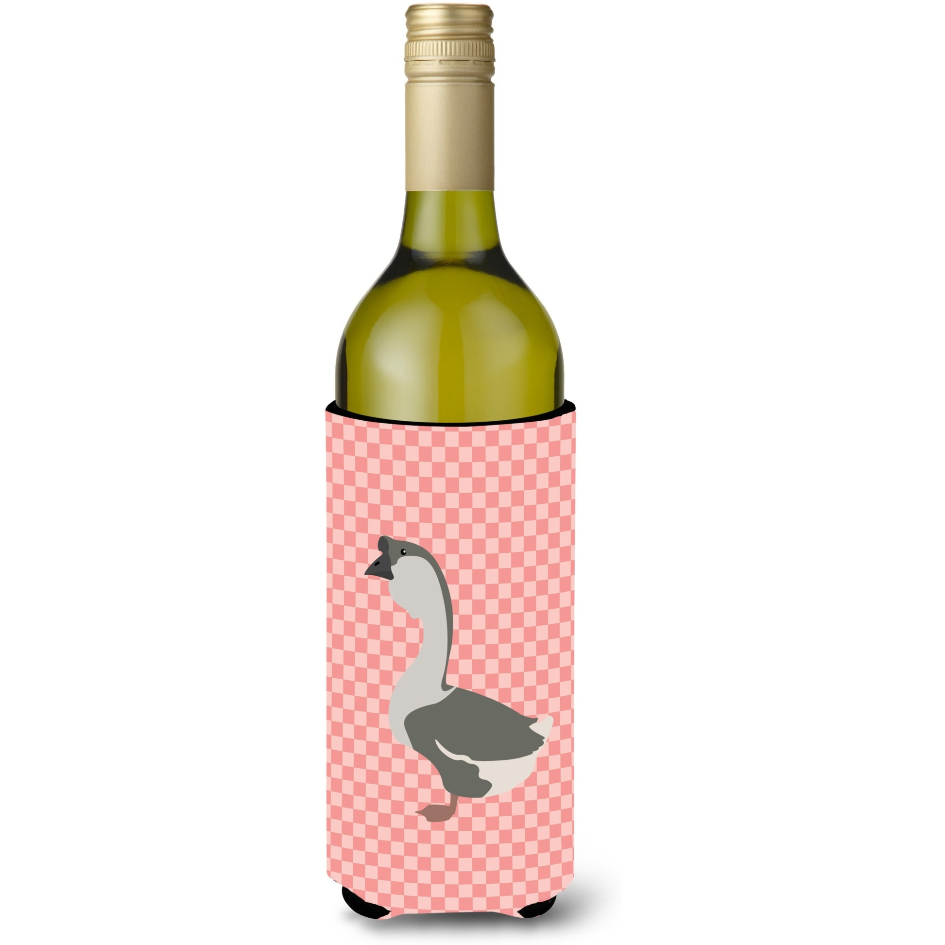 &quotCaroline's Treasures African Goose Pink Check Decorative Bottle Hugger, 750 ml, Multicolor"