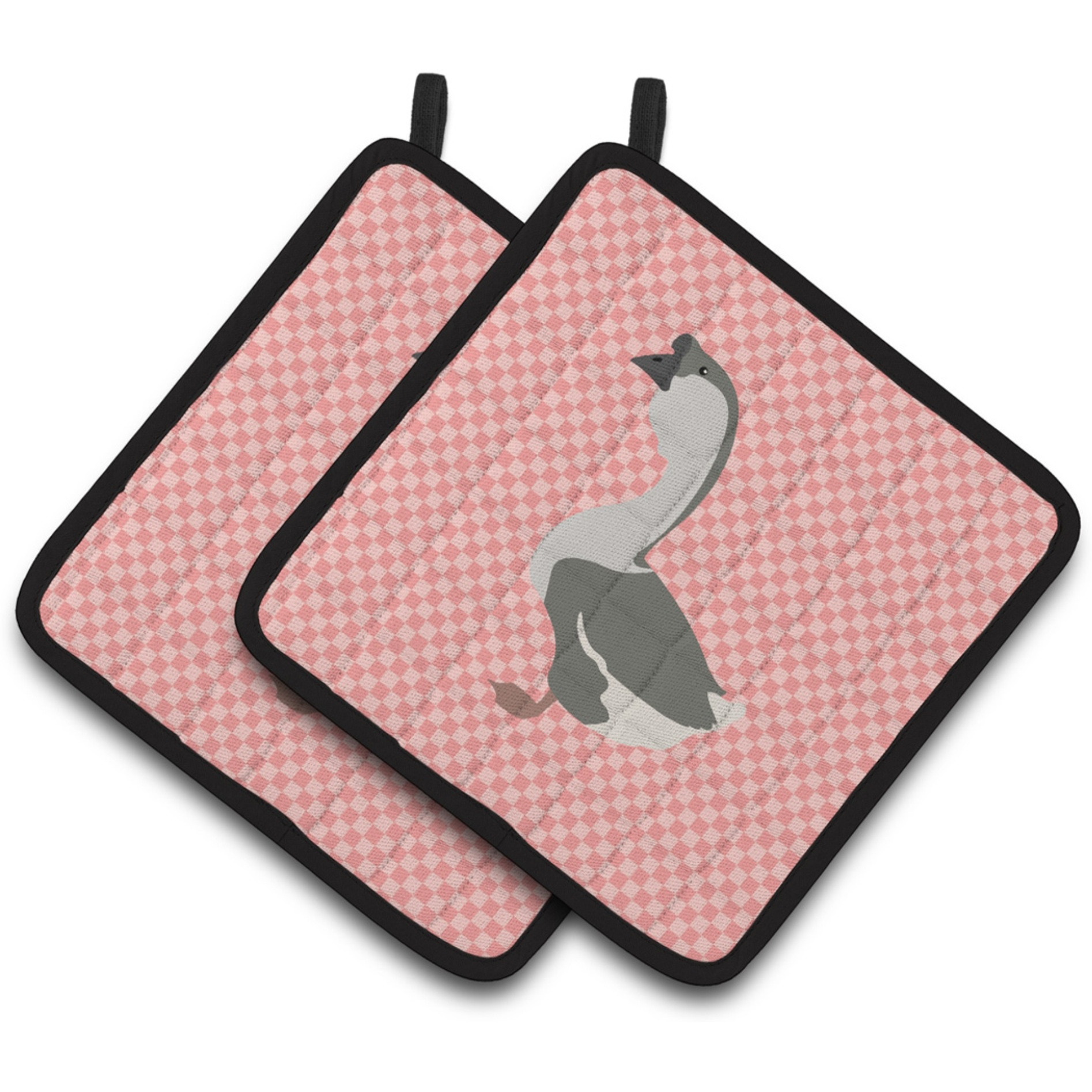 &quotCaroline's Treasures African Goose Pink Check Decorated Pot Holder, 7.5"" x 7.5"""