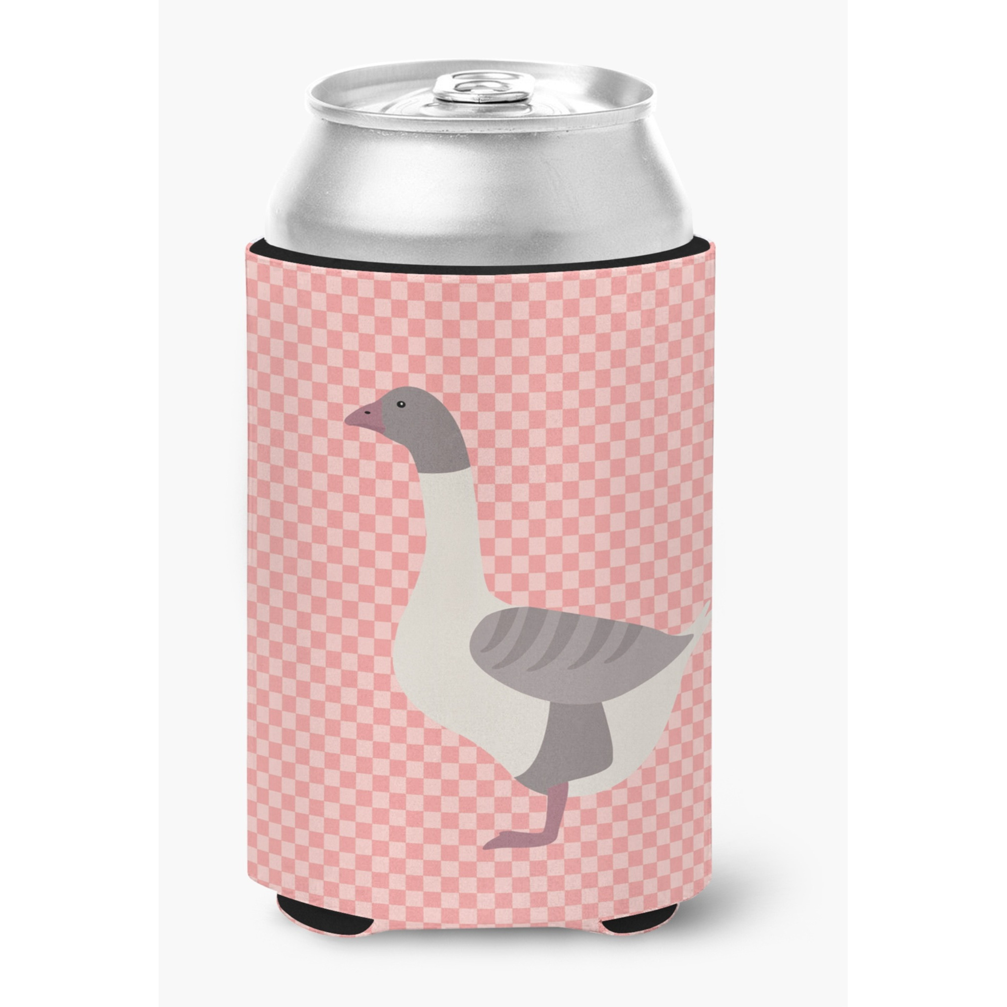 &quotCaroline's Treasures Buff Grey Back Goose Pink Check Decorative Can Hugger, Multicolor"