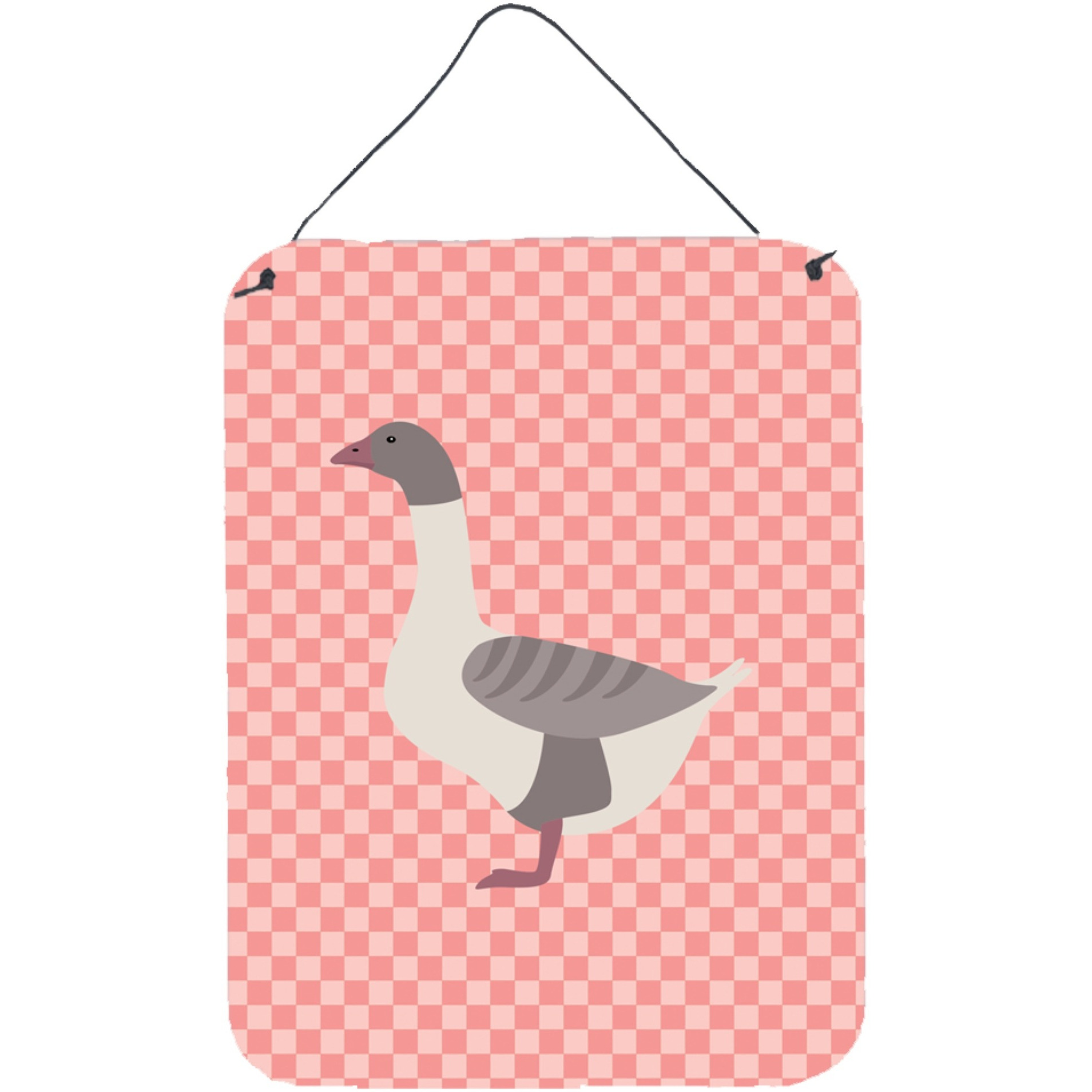 &quotCaroline's Treasures Buff Grey Back Goose Pink Check Metal Print, 16hx12w, Multicolor"