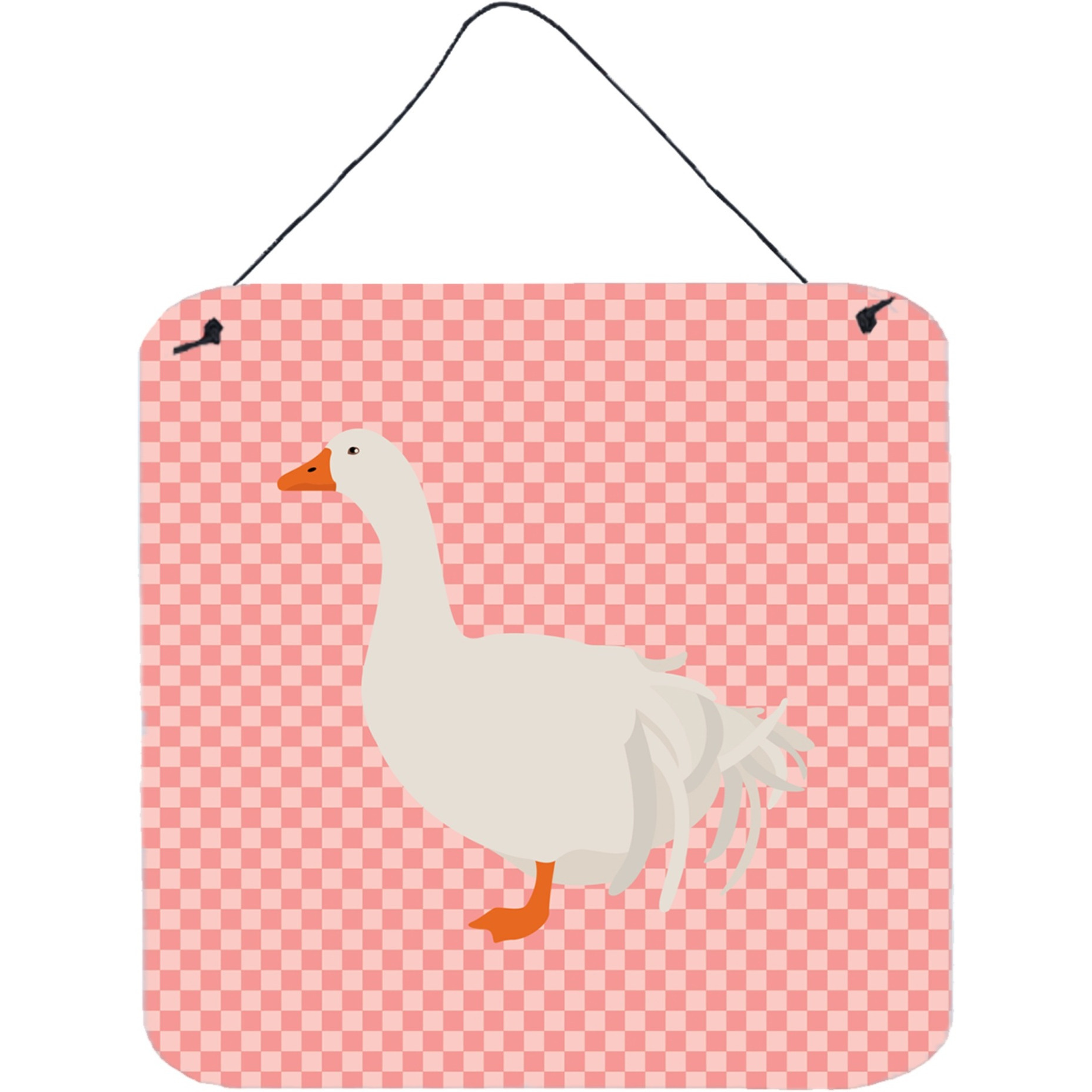 &quotCaroline's Treasures Pink Sebastopol Goose Check Metal Print, 6hx6w"