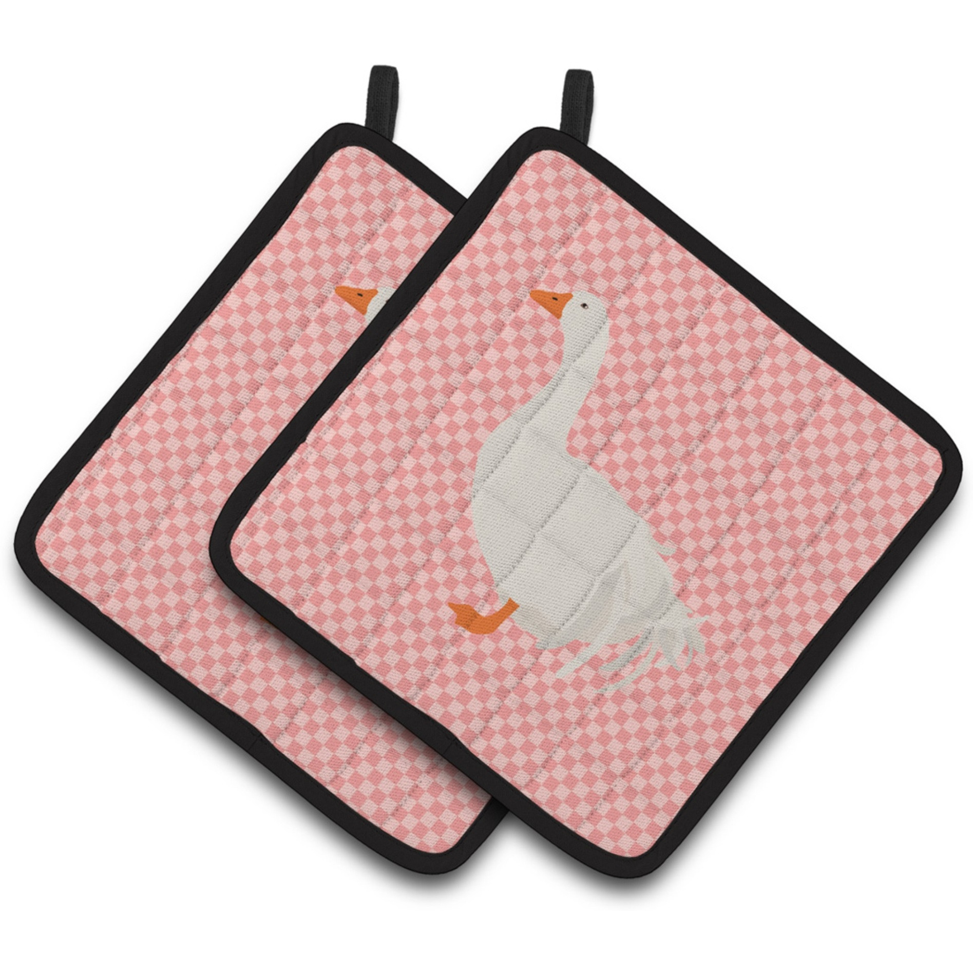 &quotCaroline's Treasures Sebastopol Goose Pink Check Decorated Pot Holder, 7.5"" x 7.5"""