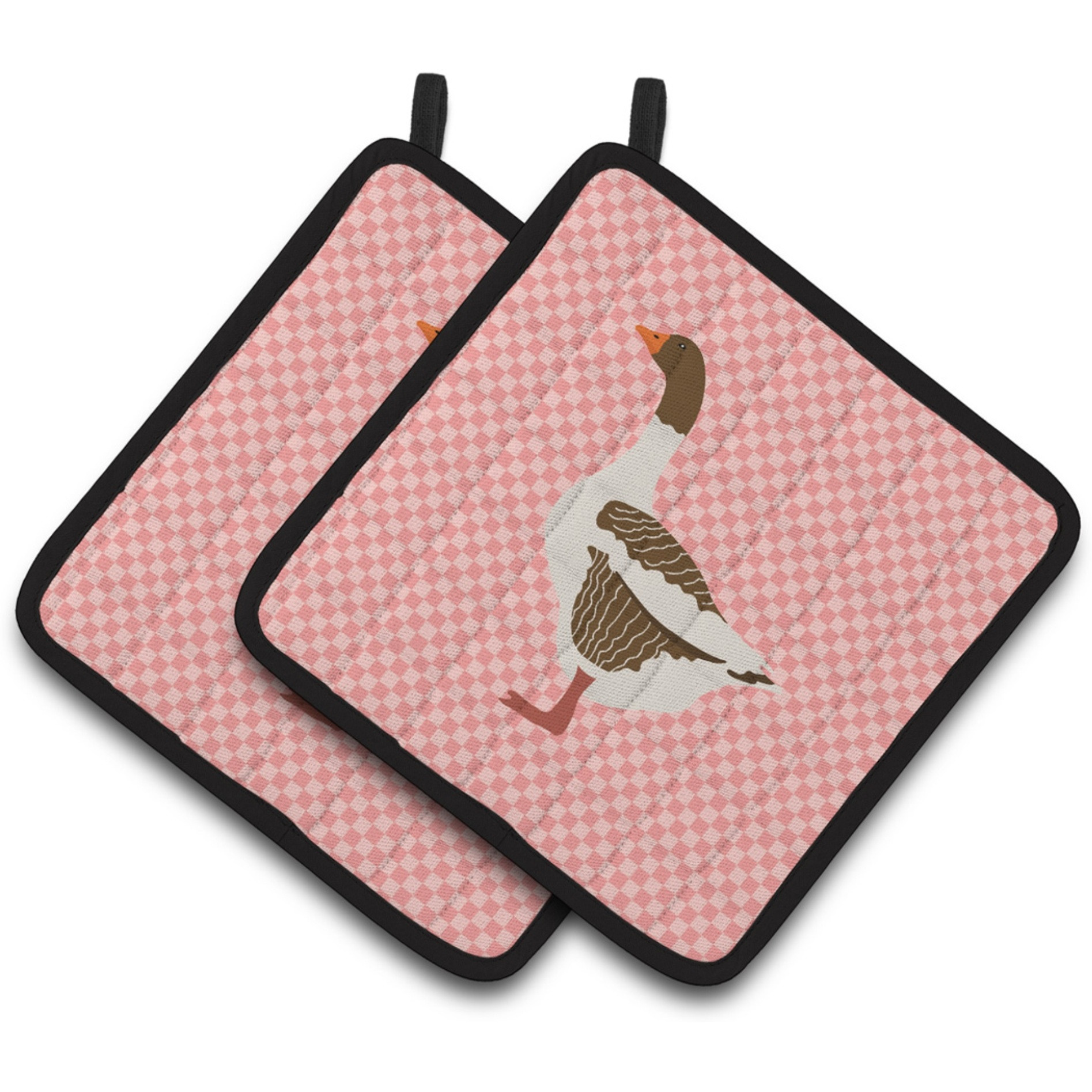 &quotCaroline's Treasures Pomeranian Rogener Goose Pink Check Decorated Pot Holder, 7.5"" x 7.5"""