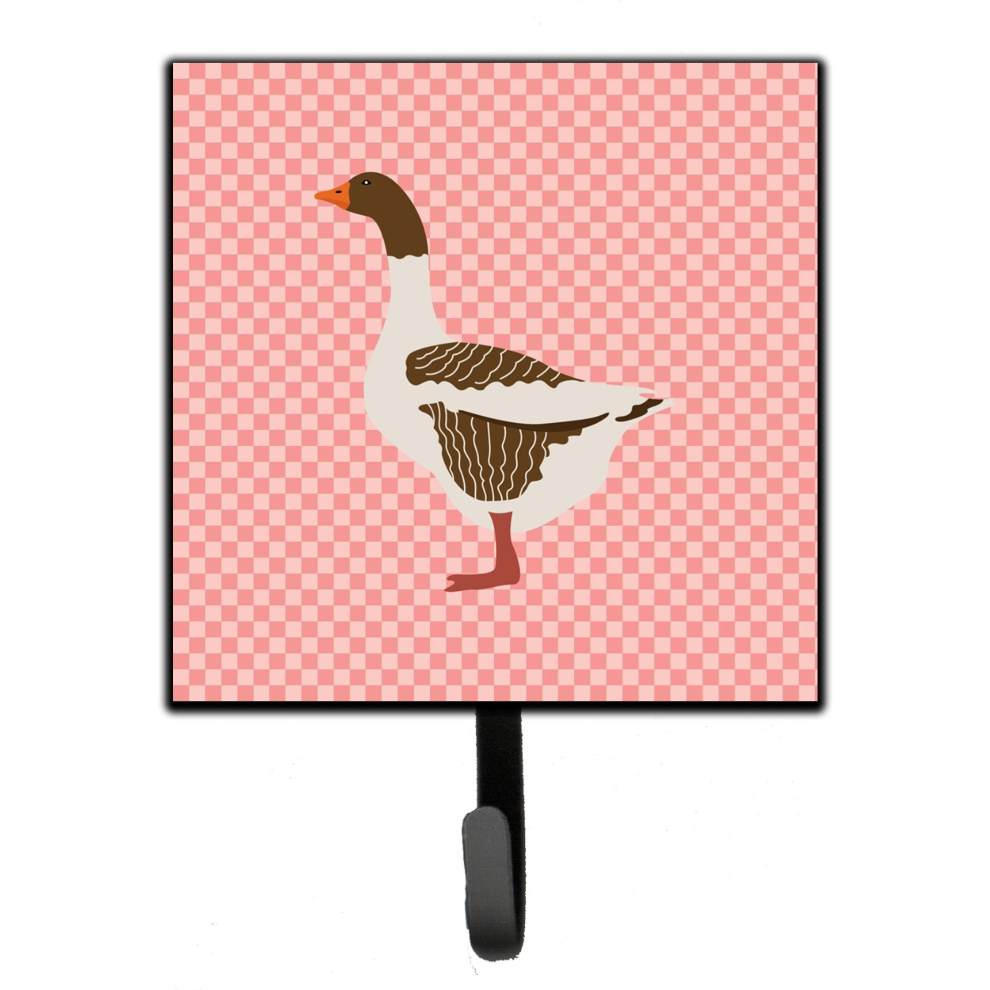 &quotCaroline's Treasures Pomeranian Rogener Goose Pink Check Wall Hook, Small, Multicolor"