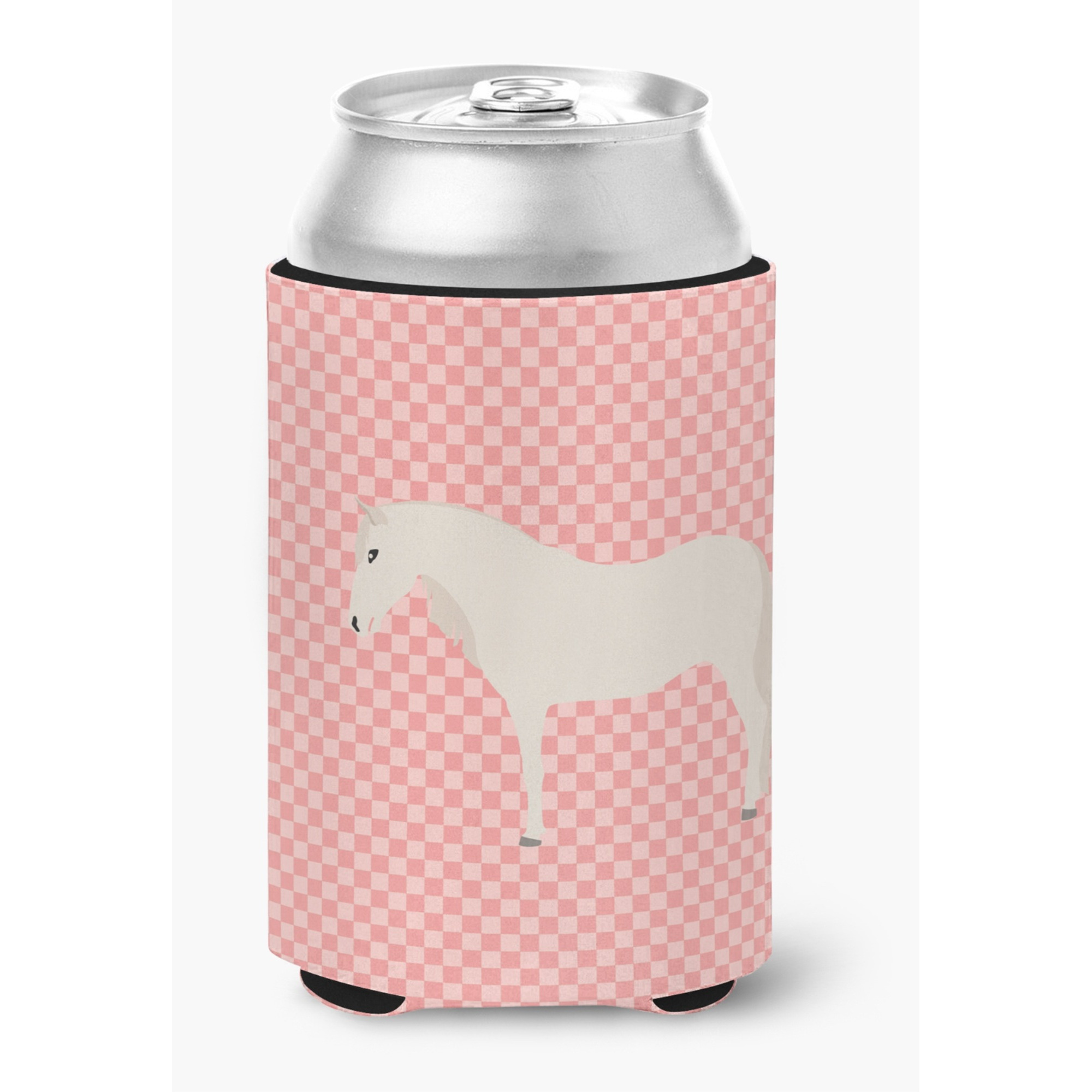 &quotCaroline's Treasures Paso Fino Horse Pink Check Decorative Can Hugger, Multicolor"