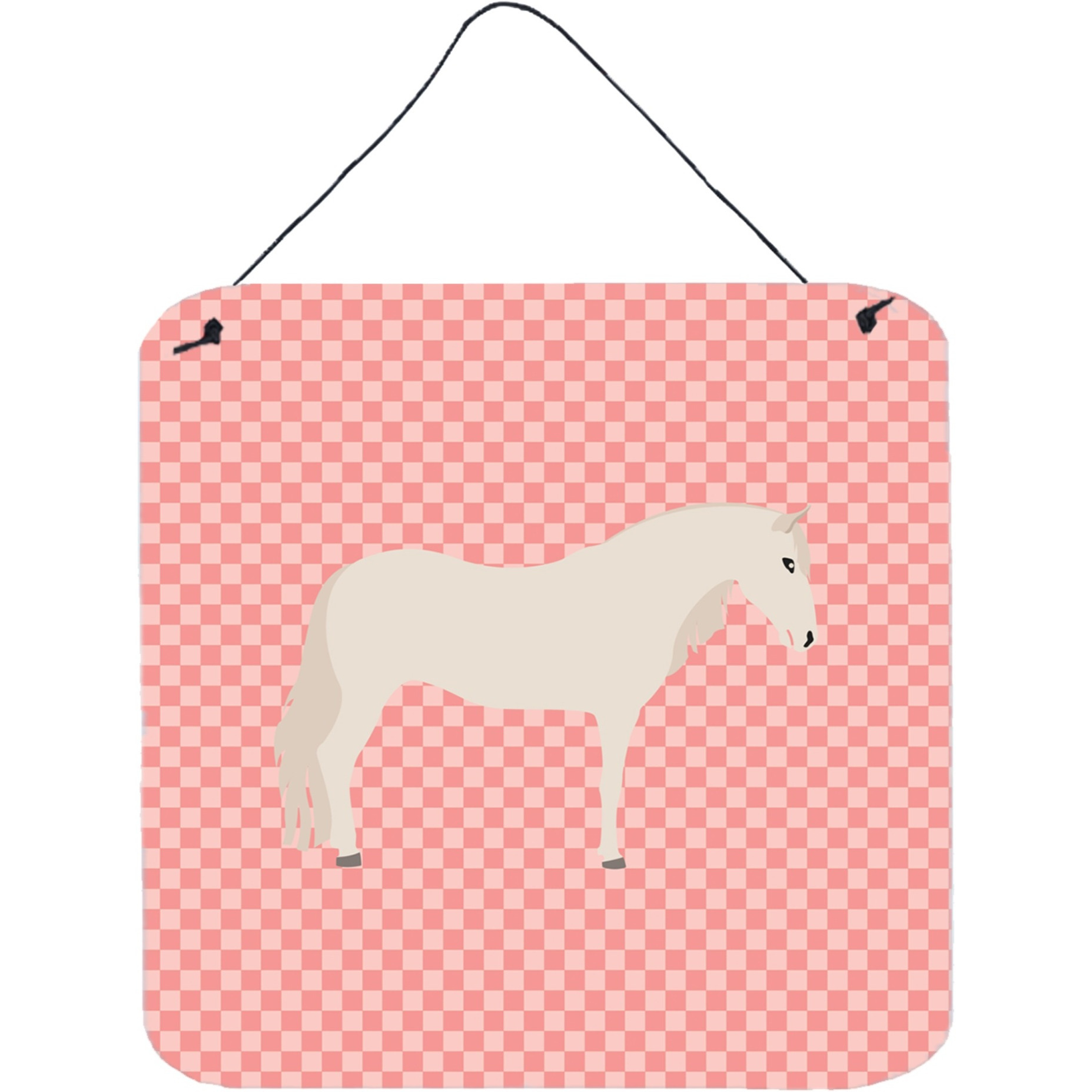 &quotCaroline's Treasures Pink Paso Fino Horse Check Metal Print, 6hx6w"