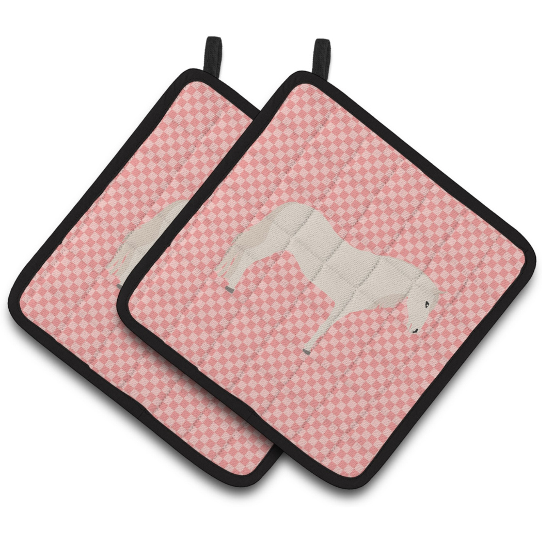 &quotCaroline's Treasures Paso Fino Horse Pink Check Decorated Pot Holder, 7.5"" x 7.5"""
