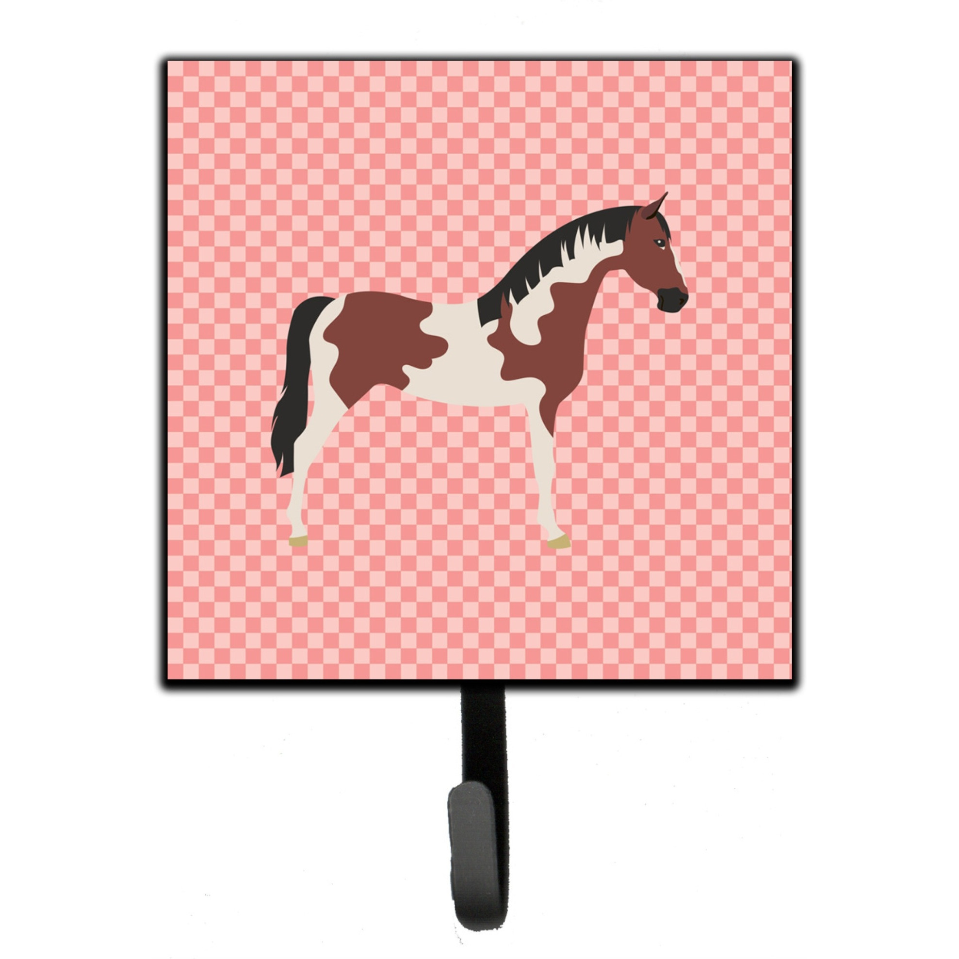 &quotCaroline's Treasures Pinto Horse Pink Check Wall Hook, Small, Multicolor"