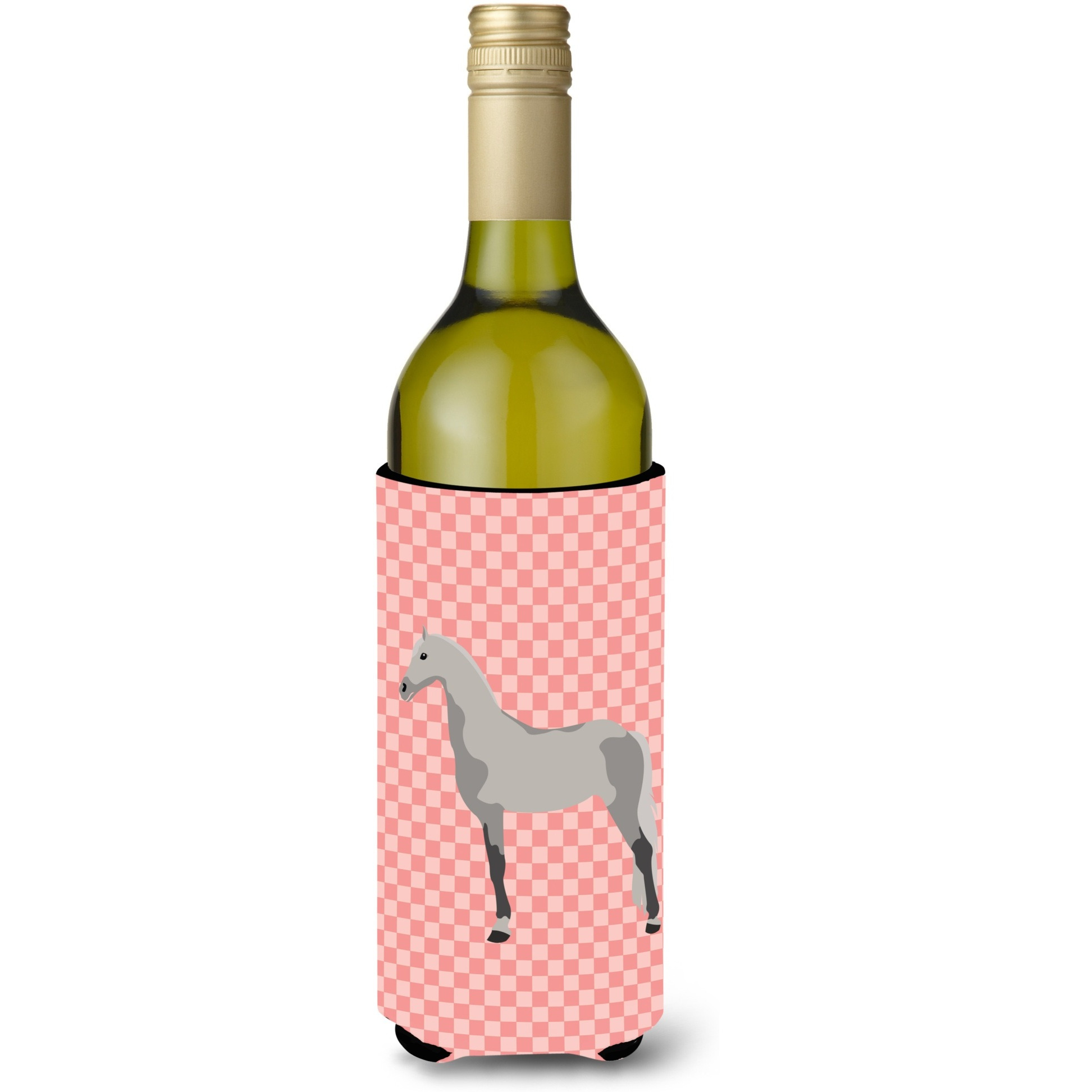 &quotCaroline's Treasures Orlov Trotter Horse Pink Check Decorative Bottle Hugger, 750 ml, Multicolor"