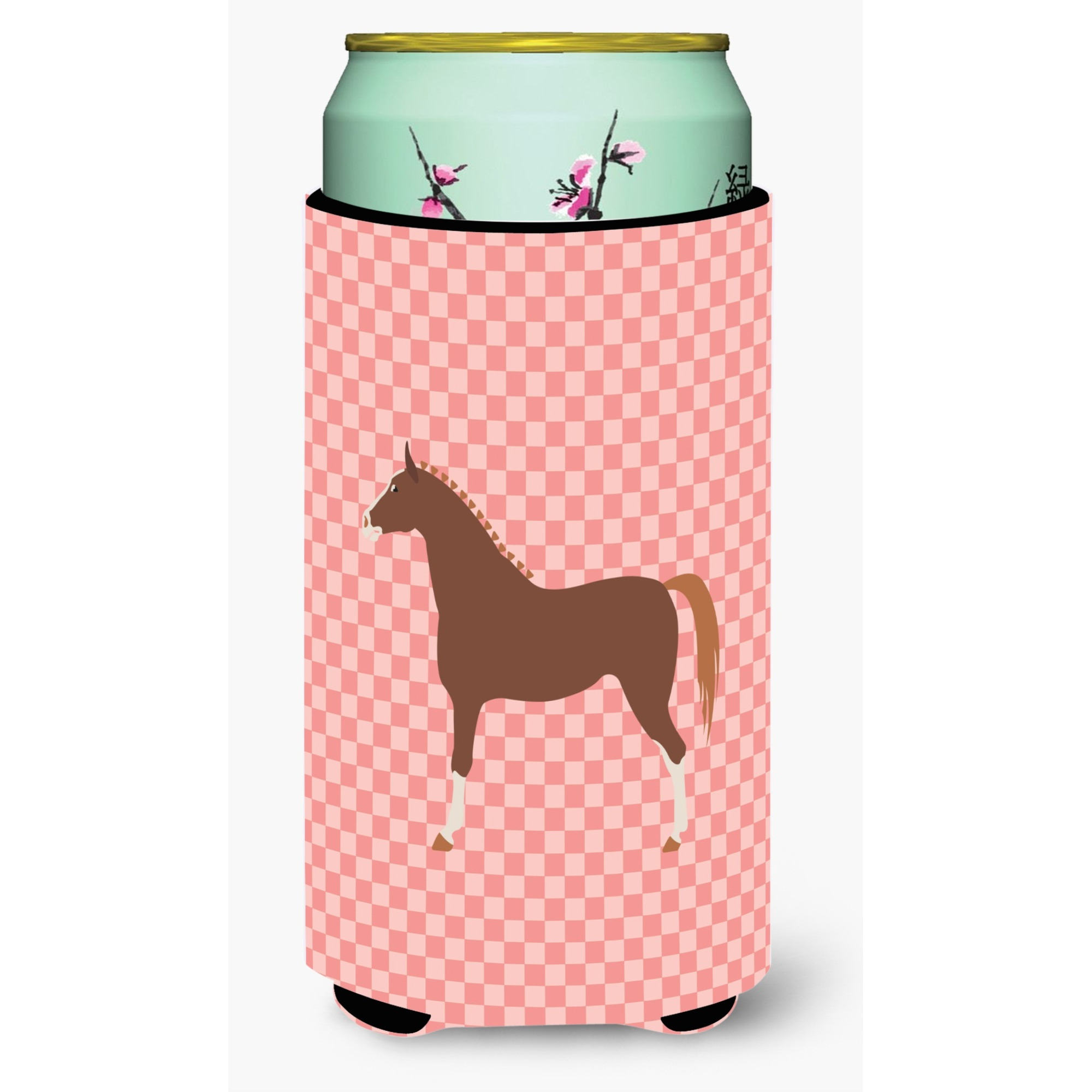 &quotCaroline's Treasures Hannoverian Horse Pink Check Decorative Can Hugger, Tall Boy, Multicolor"