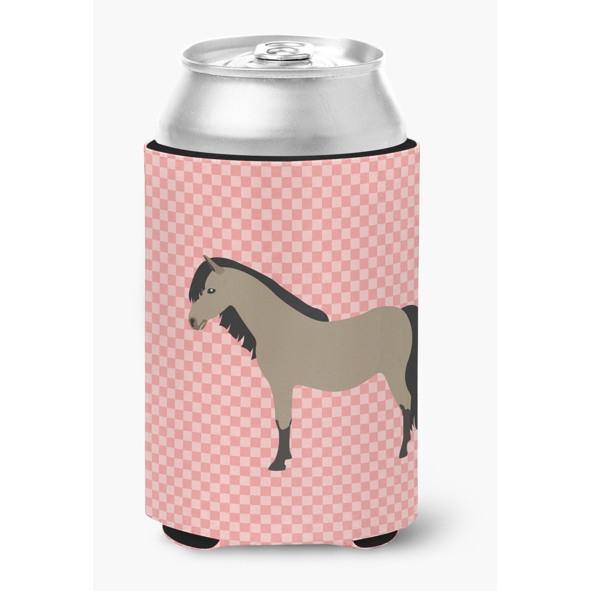 &quotCaroline's Treasures Welsh Pony Horse Pink Check Decorative Can Hugger, Multicolor"