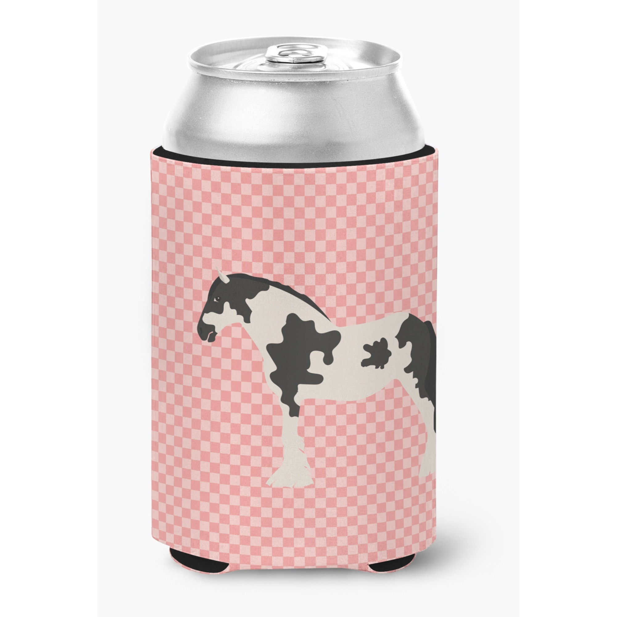 &quotCaroline's Treasures Cyldesdale Horse Pink Check Decorative Can Hugger, Multicolor"