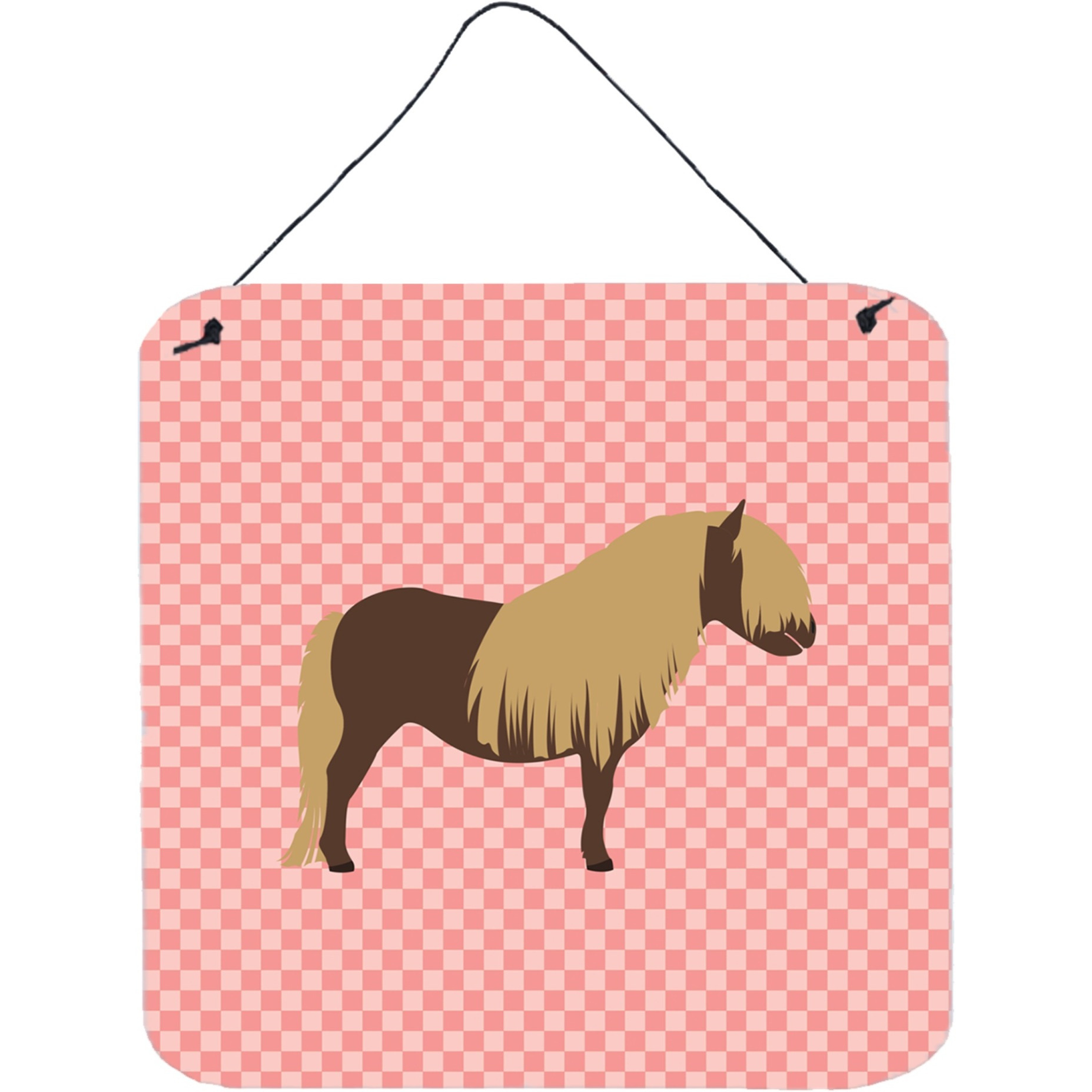 &quotCaroline's Treasures Pink Shetland Pony Horse Check Metal Print, 6"" H x 6"" W"