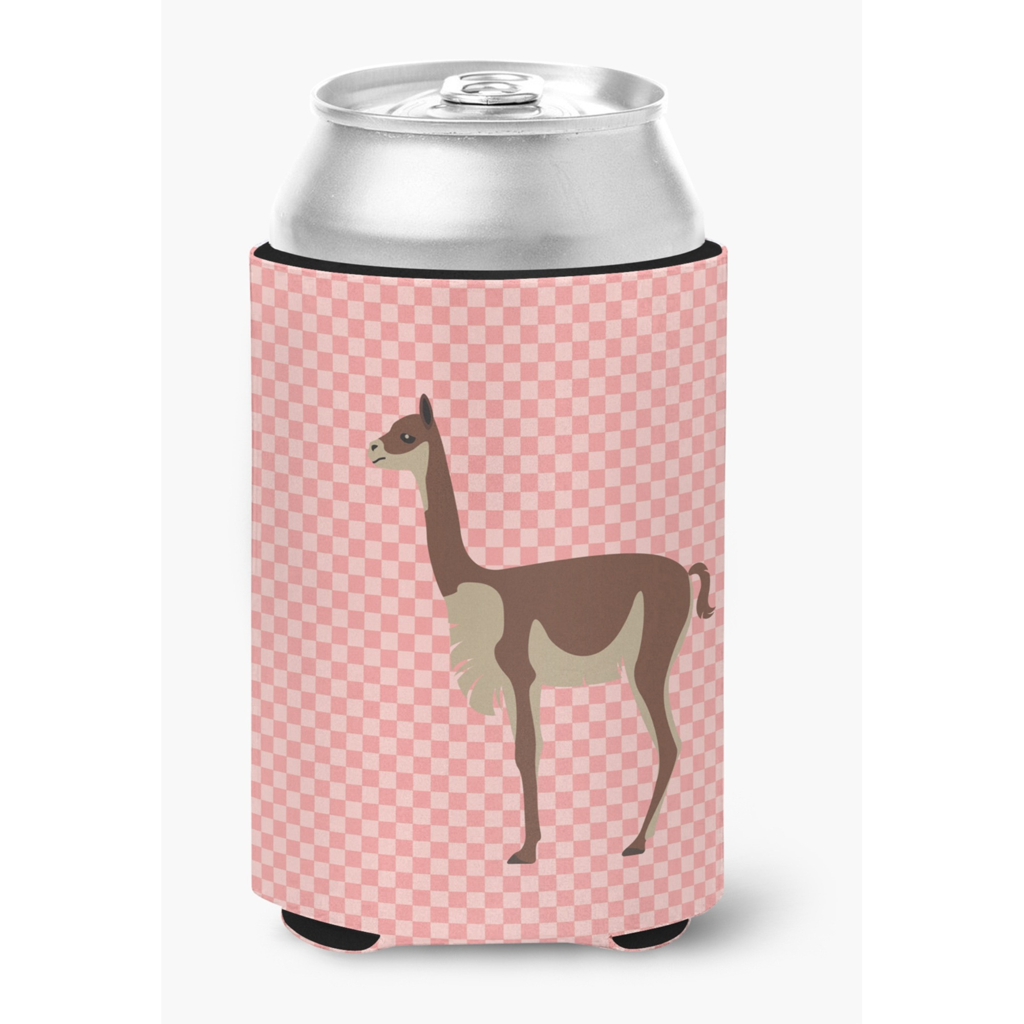 &quotCaroline's Treasures Vicugna or Vicuna Pink Check Decorative Can Hugger, Multicolor"