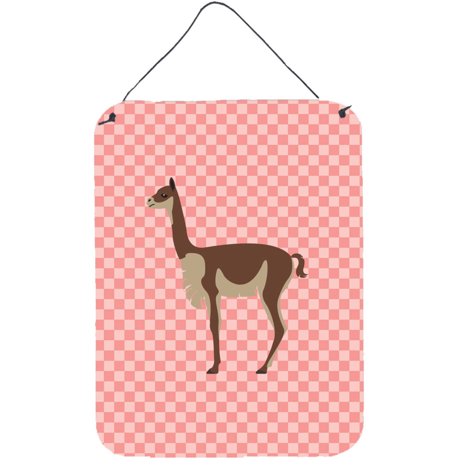 &quotCaroline's Treasures Vicugna or Vicuna Pink Check Metal Print, 16hx12w, Multicolor"
