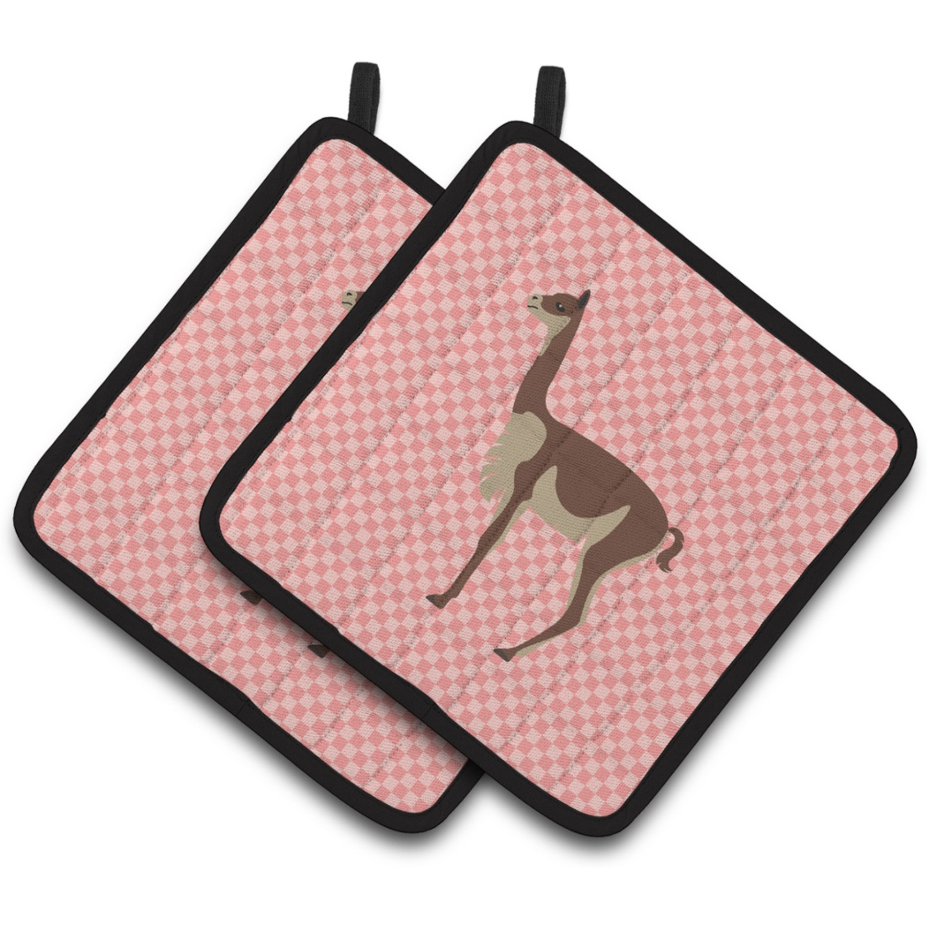 &quotCaroline's Treasures Vicugna or Vicuna Pink Check Decorated Pot Holder, 7.5"" x 7.5"""