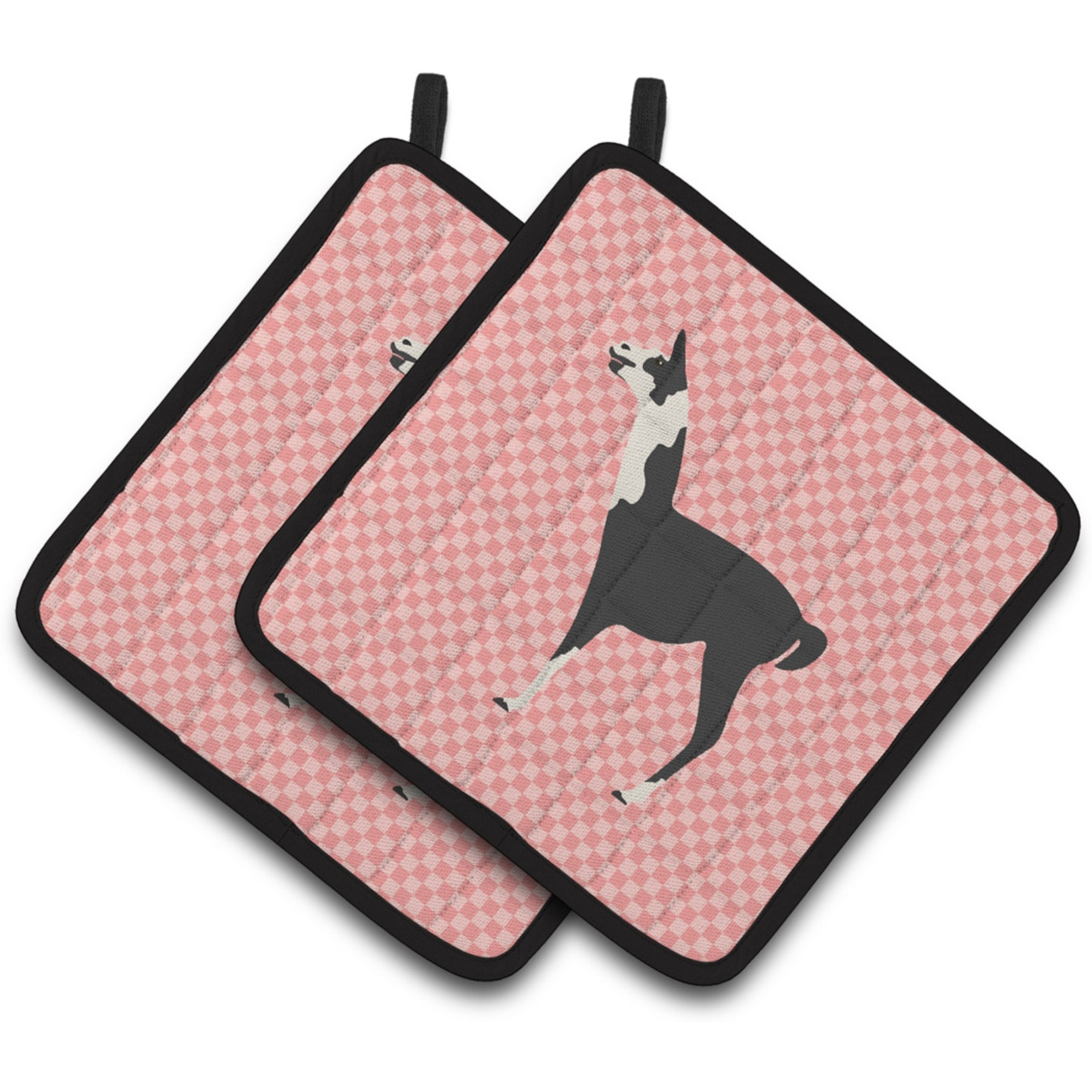 &quotCaroline's Treasures Llama Q' Ara Pink Check Decorated Pot Holder, 7.5"" x 7.5"""