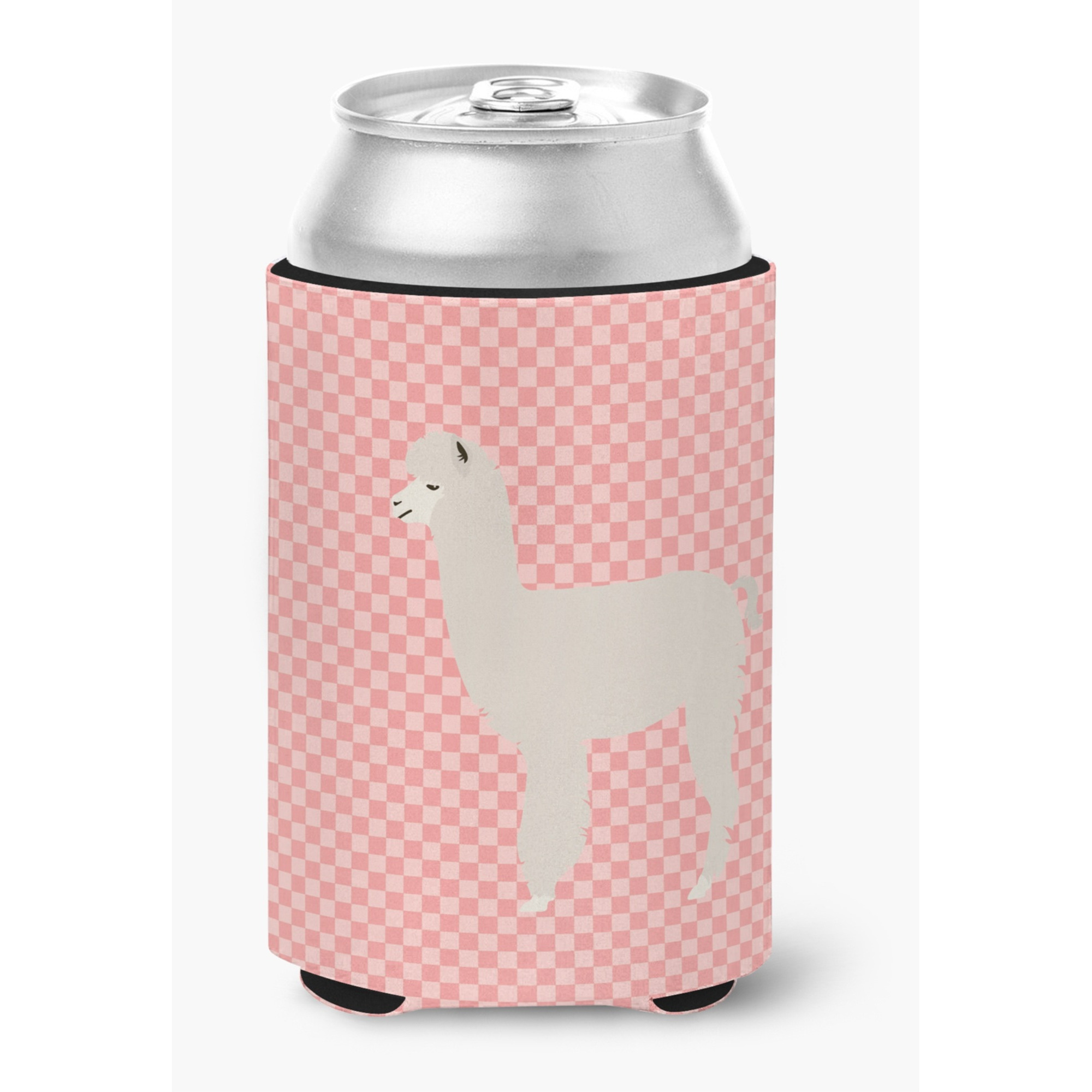&quotCaroline's Treasures Alpaca Pink Check Decorative Can Hugger, Multicolor"