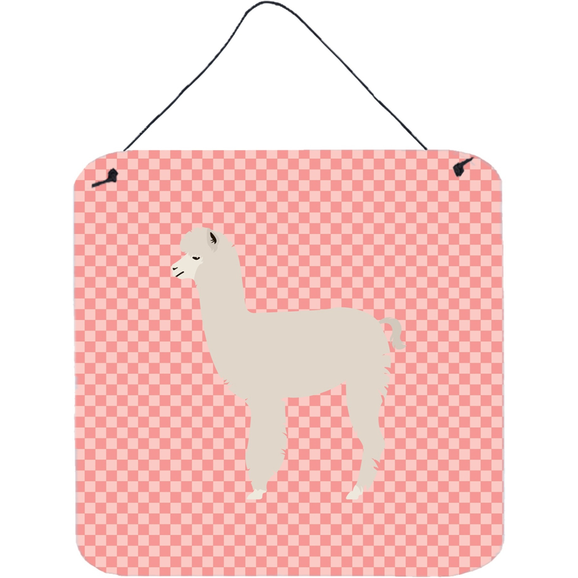 &quotCaroline's Treasures Pink Alpaca Check Metal Print, 6"" H x 6"" W"