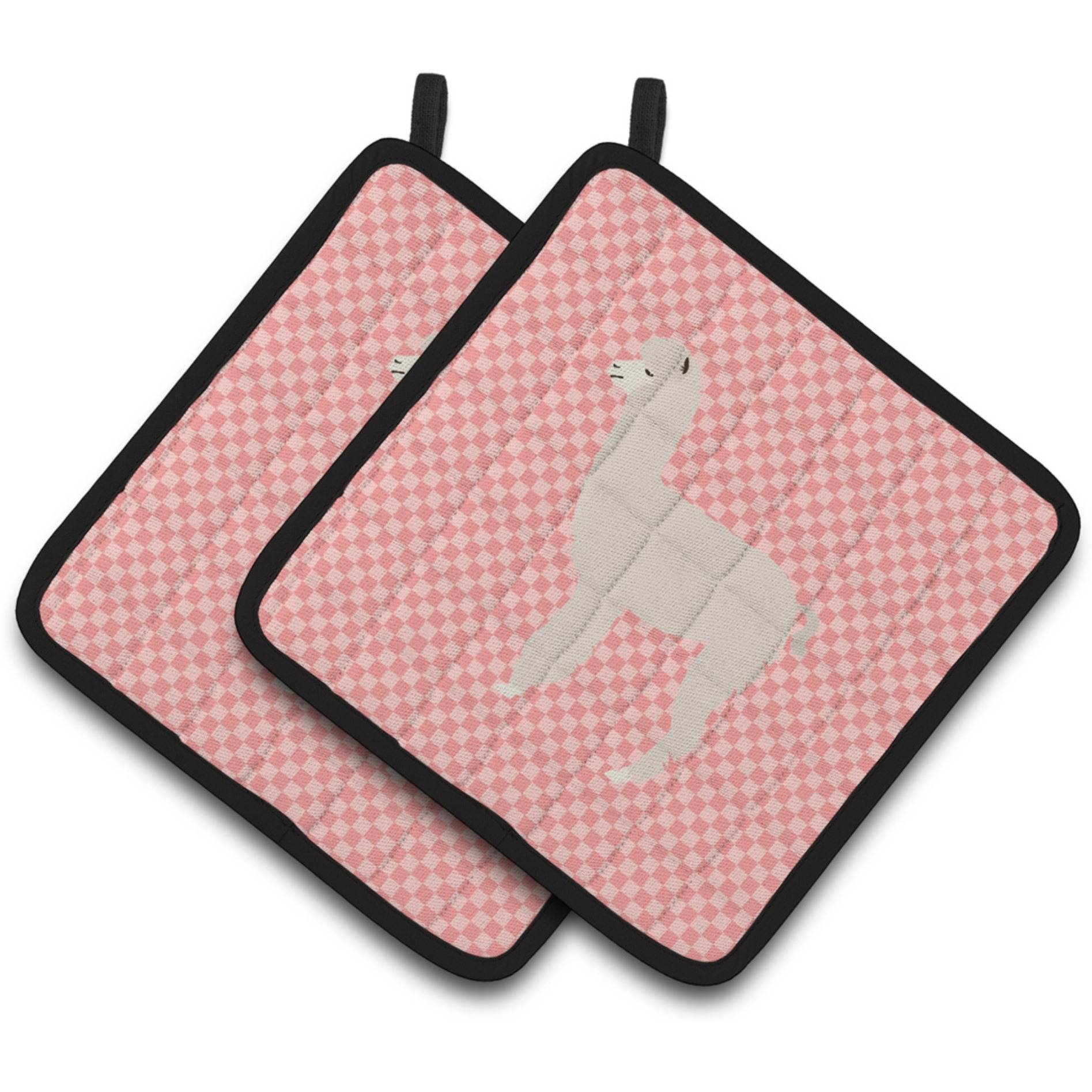 &quotCaroline's Treasures Alpaca Pink Check Decorated Pot Holder, 7.5"" x 7.5"""